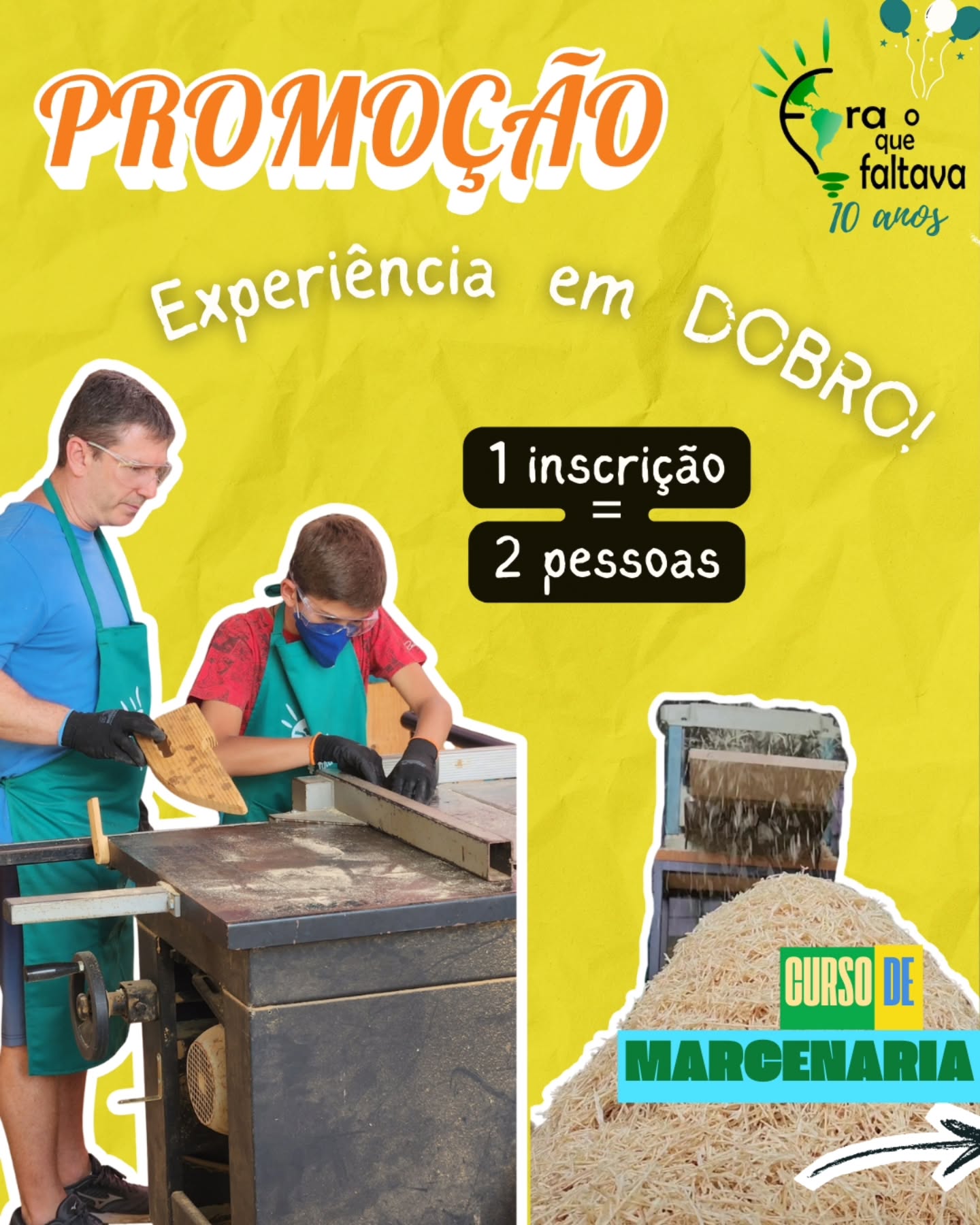 Este mês tem um significado especial pra gente. 💚
Além de celebrarmos o mês do Marceneiro, neste março estamos completando 10 anos de história na marcenaria. 🪵🥳
Uma década criando e aprendendo, e hoje compartilhando e ensinando — não só marcenaria, mas experiências de autonomia e conexão. ✨
🎁 E pra marcar esse momento único, criamos uma CONDIÇÃO ESPECIAL pra quem quiser viver a marcenaria com a gente, e com mais alguém!
Durante este mês, ao se inscrever no curso de marcenaria, você pode trazer mais uma pessoa para participar com você — sem custo adicional. 😀
Pode ser alguém da família, um amigo, um parceiro, ou pode ser até um presente para alguém… Qualquer pessoa que seu coração mandar! ❤️ E viver essa experiência de fazer com as próprias mãos.
As duas pessoas participam juntas de todo o processo, construindo o mesmo projeto lado a lado. 👥
E tem mais: você não precisa confirmar a data agora. Você vai poder escolher qualquer data disponível até o final do ano para realizar o curso. 🗓️
Esta é a nossa forma de comemorar esses 10 anos fazendo aquilo que mais faz sentido pra gente: compartilhar.🫶🏼
⚠️ Somente até o fim do mês!
Vagas limitadas por turma. ⏳
👇 Tem alguma dúvida sobre a promoção ou datas? Deixe aqui nos comentários ou mande um Direct que a gente te explica tudo.
e feliz mês do marceneiro!! 🪚🎂
#Eraoquefaltava10anos #DiadoMarceneiro #Promoção #Cursodemarcenaria #Escolademarcenaria 19demarco
