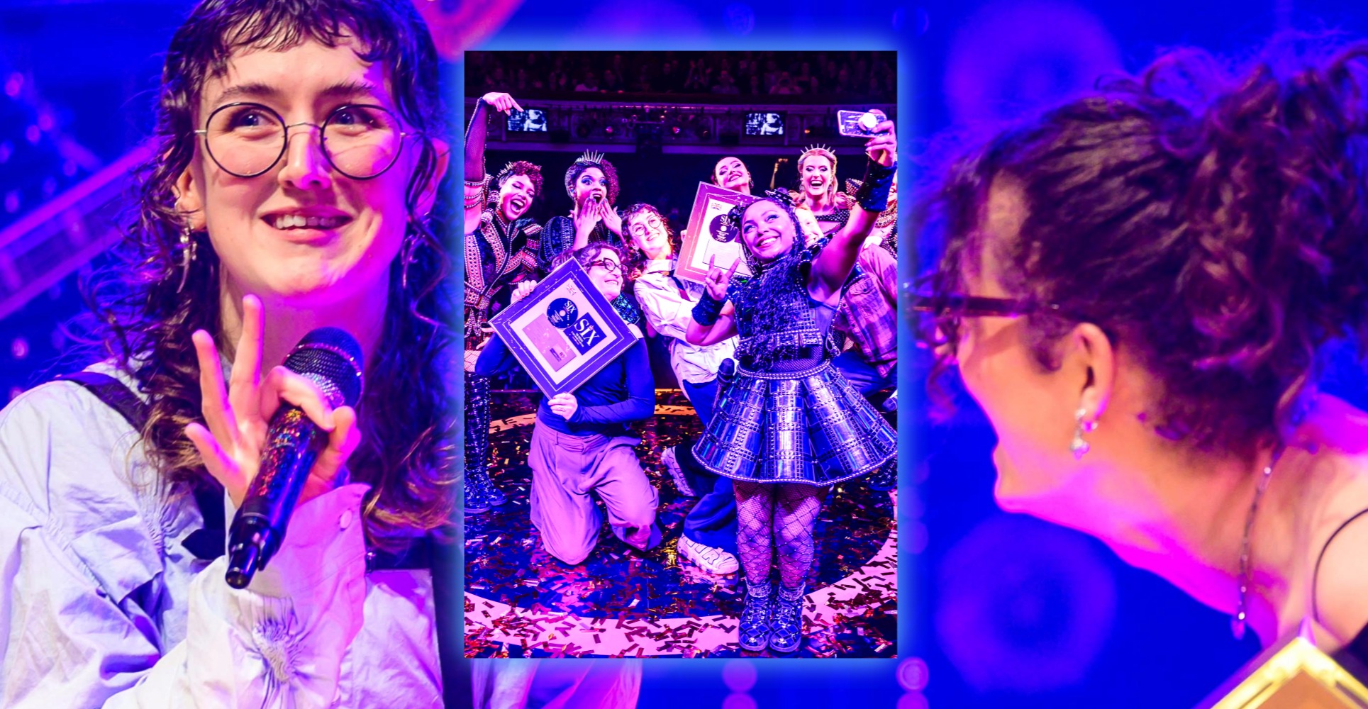 Six The Musical (UK Studio Cast Recording) goes Platinum.
The producers of SIX are pleased to announce that the SIX the Musical (Studio Cast Recording) has been certified Platinum, with a limited-edition platinum vinyl pressing scheduled for release in Autumn 2026. Pre-order is available here: www.sixthemusical.com/london/music.
The certification was marked on Tuesday 24 March 2026 at a gala performance at the Vaudeville Theatre, celebrating the arrival of the new West End Queens.
Following the performance, the show’s writers, Toby Marlow and Lucy Moss, were presented with Platinum discs on stage by Matt Hemley, Editor of The Stage, joined by members of the current company. The presentation also recognised the contribution of the album’s creative team, including producer Sam Featherstone, orchestrator Tom Curran and musical supervisor Joe Beighton.
First recorded in 2018, the SIX Studio Cast Album features Renée Lamb (Catherine of Aragon), Christina Modestou (Anne Boleyn), Natalie Paris (Jane Seymour), Genesis Lynea (Anna of Cleves), Aimie Atkinson (Catherine Howard), and Izuka Hoyle (Catherine Parr).