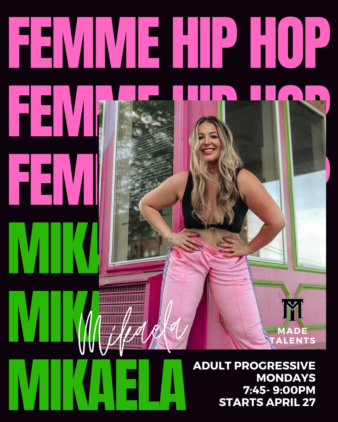 🚨 Progressive alert! 🚨 1 & 2/4
Calling all adult dancers! If you wanna level up your skills and build community, this is the chance for you! Join Mikaela on Mondays to embrace your fierce, femme energy with a side of swag; or come dance with Zarina on Tuesdays and get slinky and spicy in heels! Whatever you choose, these 8-week programs will get you feeling fiery- and gives you a chance to dance in our spring showcase in June! 😍 check the link in our bio for more class details and registration.
.
Neither of these quite your style? We have other offerings available coming soon, make sure to keep your eyes peeled!
.
.
.
#madetalents #femmehiphop #adultprogressive #heelsdance