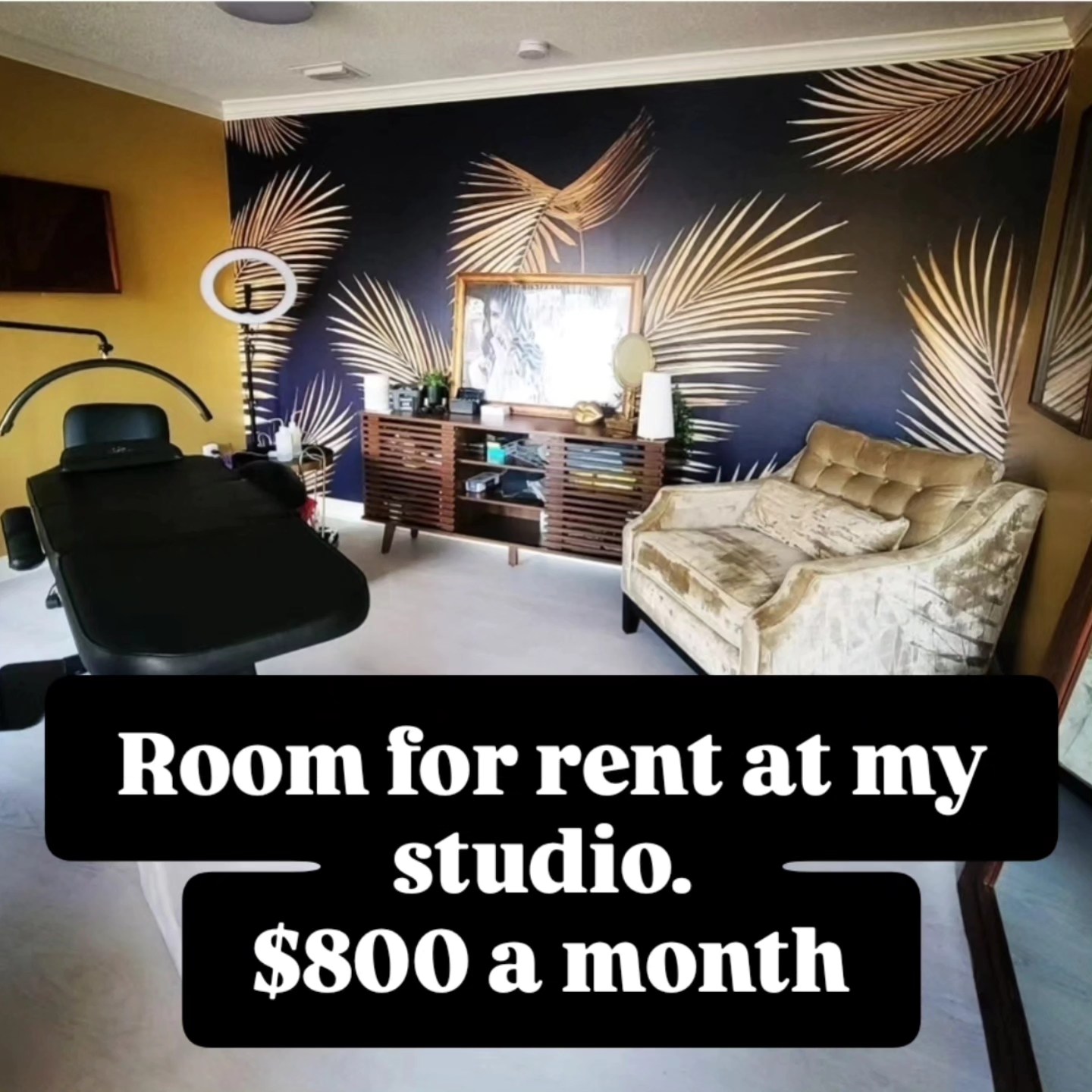 STUDIO SPACE FOR RENT ASAP, $800 a month. I have a BEAUTIFUL & UPDATED 630sf studio located on A1A S in St. Augustine, Fl. with a large waiting area with a room available for rent. The room fir rent is approximately 11x13 and is the orange colored room shown in the pictures. Room can be re-painted and designed to your taste.
Looking to rent to an ESTABLISHED beauty professional but may be open to other businesses, depending on what type. There is no water hookup in this room but there is a bathroom nearby (portablesink may be an option for hairdressers). Ideal person would be an Injector ARNP, lash tech, massage therapist, Esthetician, nail tech, or other beauty professional.
If interested, pls contact me at 904-933-4653. My name is Amanda.
