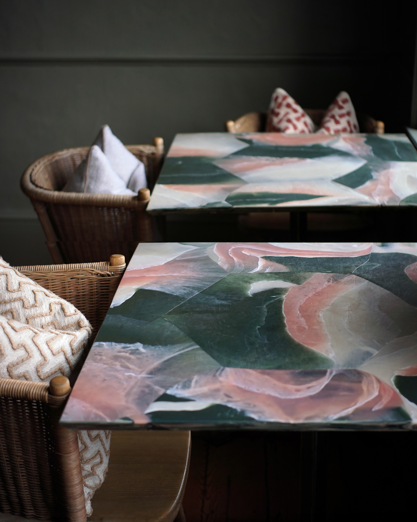 A quarter of a tonne of single-use waste plastic went into these 19 tabletops - equivalent to around 10,000 bags for life! The waste came from local businesses in Brighton & Hove, including packaging from the bar industry, clothing retailers, and carpet and fabric shops.
We revisited @thetownhousealresford a few weeks ago for a quick spruce up after 3 years of heavy cafe & restaurant use. They’ve held up incredibly well, developing the same kind of patina that you would expect from a natural material like wood. We fixed some air pockets that had been there from the start (which we didn’t know how to fix at the time!), and tidied a few scuffed edges.
When it’s time - probably in another few years - we’ll come back and do a full restoration service, sanding the tops back and polishing them up to be good as new.
The beauty in this material is that we can repeat this restoration for decades to come, or even remelt the tabletops to be turned into something completely new!
Feauturing gorgeous forged recycled steel legs by @glyndeforge 👏
#sustainabledesign
#zerowastematerial
#circluareconomy
#sustainableinteriors
#marbletable