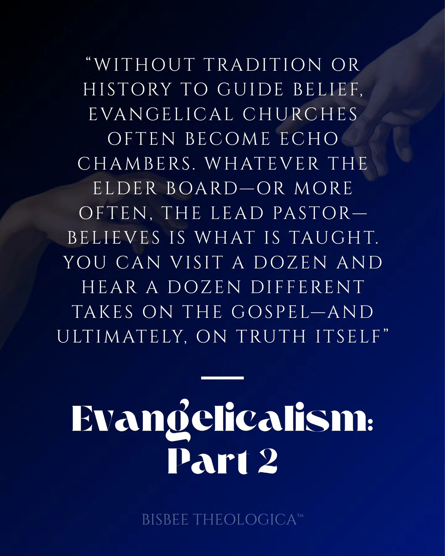 The further I’ve stepped outside the Evangelical bubble, the more I’ve realized how much its theology depends on the personality of the pastor in the pulpit or the beliefs of a small group of elders. Without tradition or history, every church becomes its own theological island.
Part 2 of my Evangelicalism series looks at what happens when “sola scriptura” is cut off from the Church that gave us Scripture — and why it leaves believers in constant flux about truth itself.
📖 Read the full article or listen to the podcast on IsaacBisbee.com — also available on Apple Podcasts & Spotify.
#BisbeeTheologica #Evangelicalism #CatholicConvert #ChurchHistory #ChristianUnity #ChristianTruth #CatholicApologetics #TheologyMatters #FaithAndReason #CatholicFaith #ChristianPodcast #CatholicTeaching #CatholicLife #ChristianHistory #BibleStudy #TraditionAndScripture