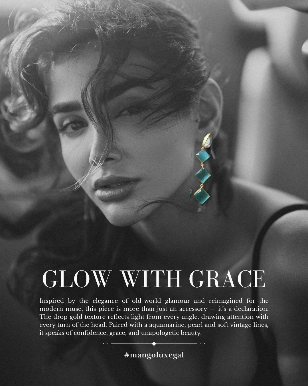 Glow with Grace. Classic blue and pearl in a stunning drop design