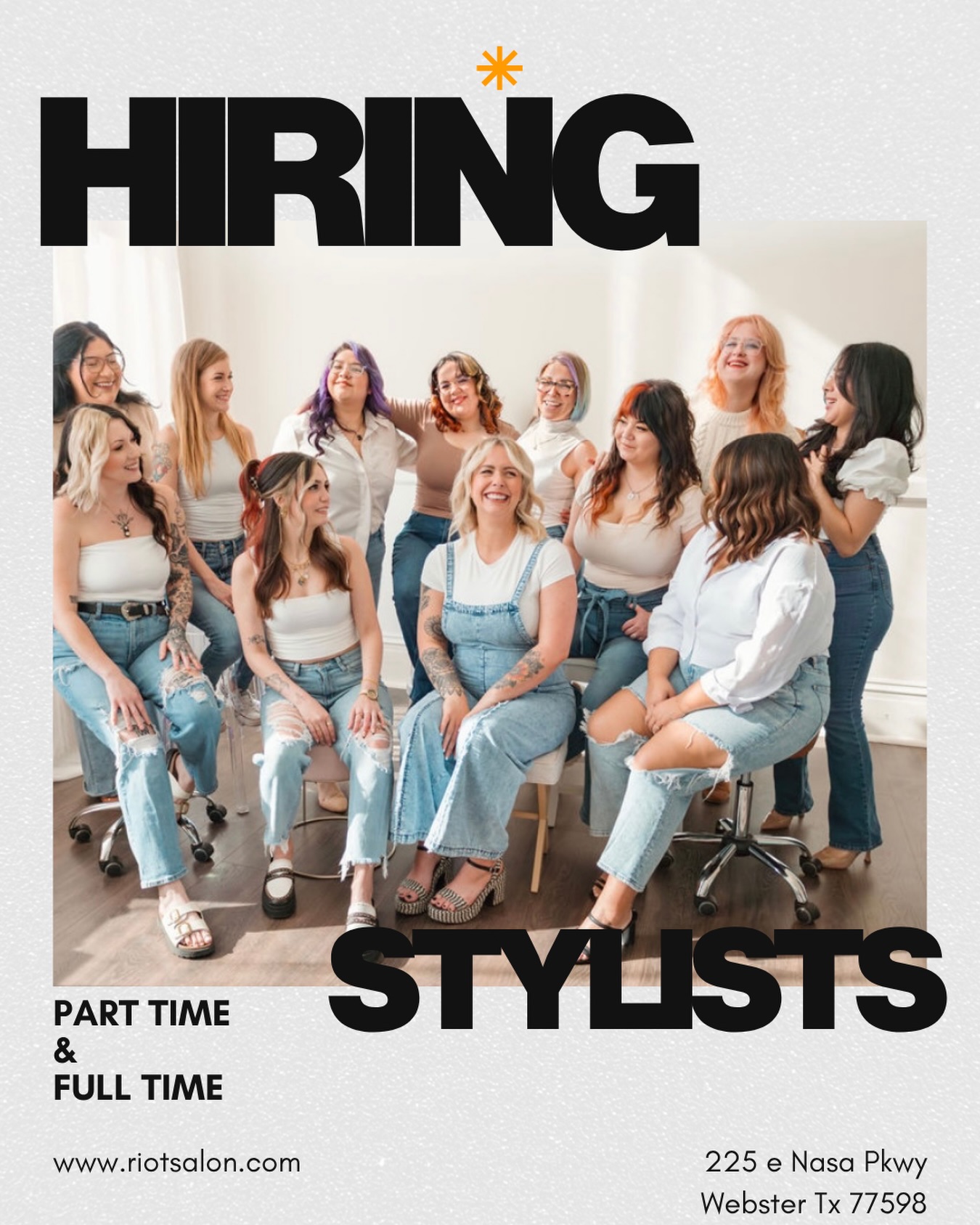 We’re growing and we’re ready for the right stylists to grow with us.
Riot Salon is currently hiring part-time + full-time stylists to step into an already busy, high-demand environment.
✨ Client overflow — you won’t be starting from zero
✨ Ongoing education + growth opportunities
✨ A team-driven, high-level salon culture
If you’re ready to elevate your career, refine your craft, and be part of something bigger than just hair…
This is your moment.
Apply online www.riotsalon.com or email riotsalonmanager@gmail.com