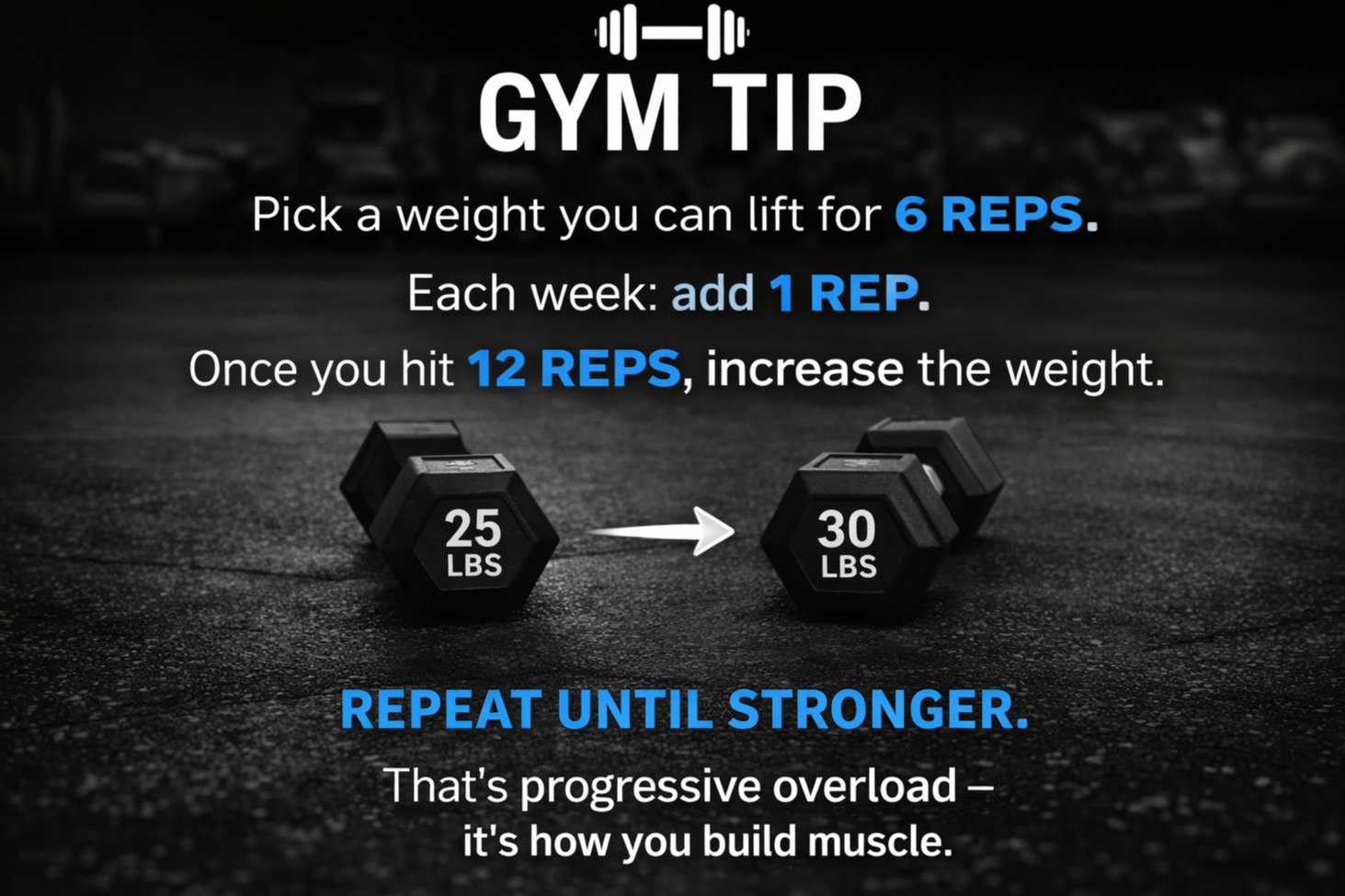 Most people stay stuck because they never push past the same reps.
Start where you are.
Build week by week.
Then level up.
That’s how real strength happens 💪
If you’re not progressing… you’re just maintaining.
Follow for simple strategies that actually work.
#progressiveoverload #strengthtraining #musclebuilding #fitnessover40 #workouttips #getstronger #gymmotivation #liftheavy #trainhard #fitnessjourney