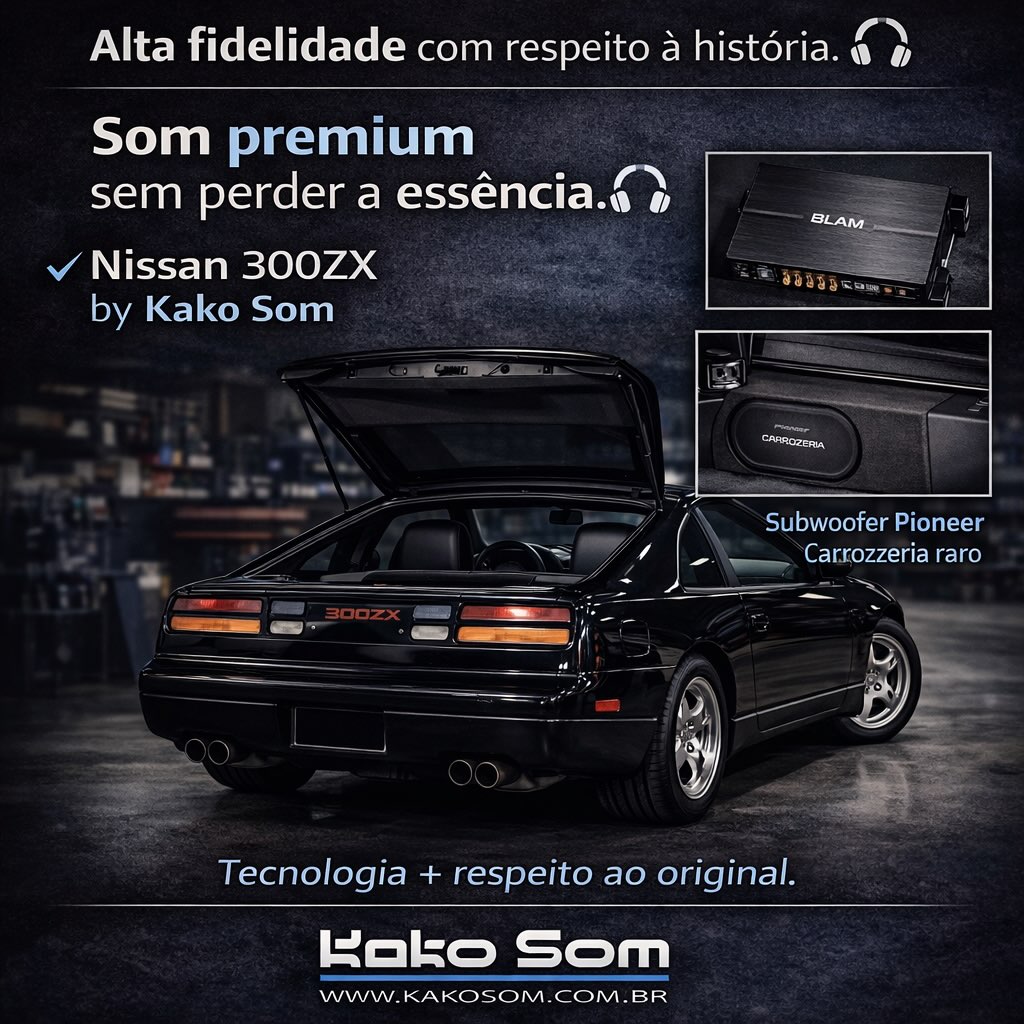 Alta fidelidade com respeito à história.
Neste clássico Nissan 300ZX, o objetivo foi claro:
👉 elevar a qualidade sonora sem perder a essência do carro.
O projeto contou com:
• Kit 2 vias BLAM nas portas dianteiras
• Kit 2 vias BLAM no tampão traseiro
• Tratamento acústico completo
• Processador de áudio Rebec
• Subwoofer em caixa original Pioneer Carrozzeria — peça rara, preservando o contexto de época
O resultado é um sistema equilibrado, com definição, palco e profundidade — exatamente como um carro desse nível merece.
Na Kako Som, cada projeto é pensado para unir tecnologia, respeito ao carro e experiência sonora real.
📍Av. Santa Cruz, 524
📍Av. Água Branca, 95