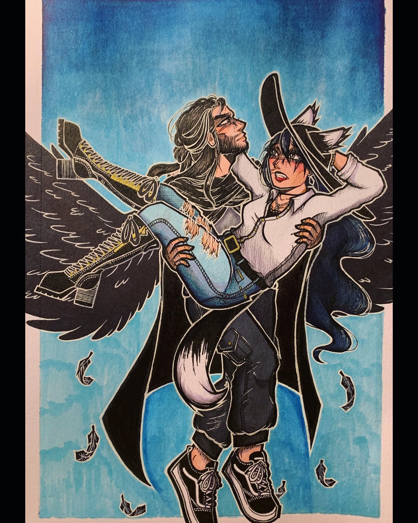 Isai and Jay🦋💀✨
-
Story: After a decade of leaving town, Isai decided to come back for the reason being that he needed to see his friends and family back. During the decade he learned many hardships as death itself can be scary yet beautiful as well as vengeful. Due to the lack of his job being the reaper himself he didn’t eat much as well as ended up growing his hair, lacking hygiene.
-
Going through the town reminiscing the memories shared with his friends, before leaving years ago he never said his goodbyes, simply he left without a trace. Jay never left town, as she was training and studying to become a witch and be in the detective and or forensic field.
-
The main reason being in that working field was to find out where Isai has been and what actually happened to Caroline.
-
Soon Isai will see Jay again. But he will not know for certain how Jay is going to feel and Jay through the years was filled with regret and loss knowing she lost both her friends on that faithful day…
-
Soon they will find out the truth of themselves and everything happening around them.
———————
#oc #ocs #blackandblue #archangels #azrael #gold #drawing #drawings #drawingsketch #art #artist #artofinstagram #artistsoninstagram #artwork #artgallery #sketch #sketchbook #sketches #sketching #winsorandnewton #fabercastell #micron #gellyroll #artistloftmarkers #copicmarkers