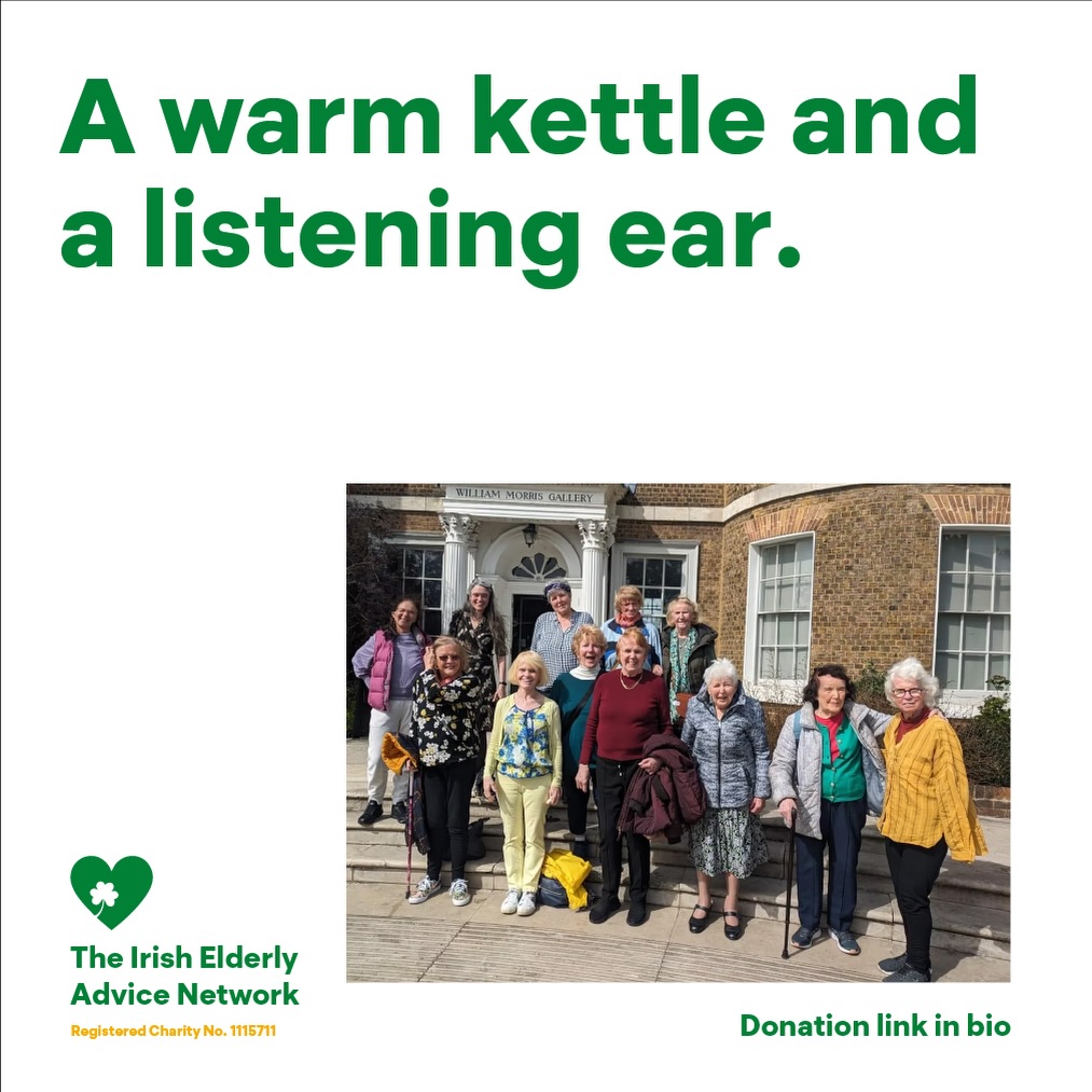 A warm kettle and a listening ear. 💚
From welfare and housing support to lunch clubs, tea dances, befriending and more - we’re here to help.
We are a dementia - inclusive charity, ensuring everyone feels welcome and supported.
If you’d like to help us continue this work:
👉 Donation link in bio
Need support?
📞 020 7428 0471 (Mon - Fri, 10am - 1pm)
📧 office@irishelders.org.uk