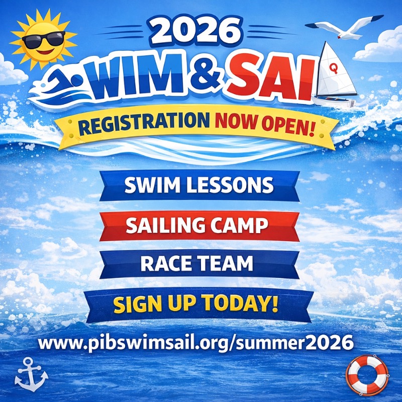 Have you heard? Swim & Sail 2026 registration is OPEN! We can’t wait to see everyone this summer—it’s going to be a great season!
👉 pibswimsail.org/Summer2026
If you know a family who might be interested, we’d really appreciate you helping spread the word!