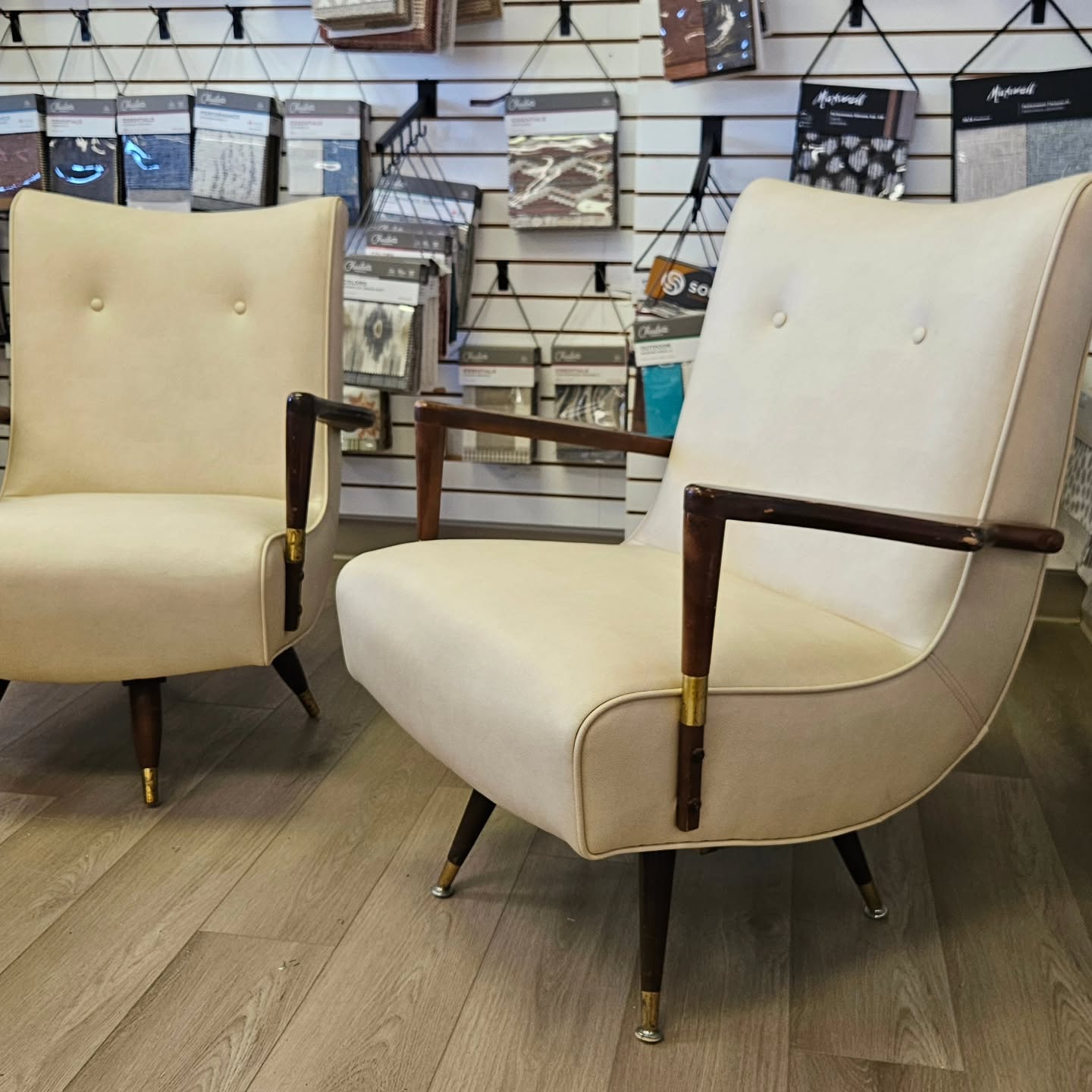 These two chairs came in looking like they barely knew each other. Now they look like soul mates.
We made a few small design tweaks, replaced some of the foam to bring the comfort back, and gave them a fresh, clean look with a Bone colored breathable polyurethane fabric.
One thing we didn’t touch was the wood arms. The customer loved the slightly worn-in character. It adds just the right amount of personality.
From mismatched… to made for each other.
#ShareYourCharlotte #BeforeAndAfter #Reupholstery #FurnitureMakeover #MidCenturyStyle