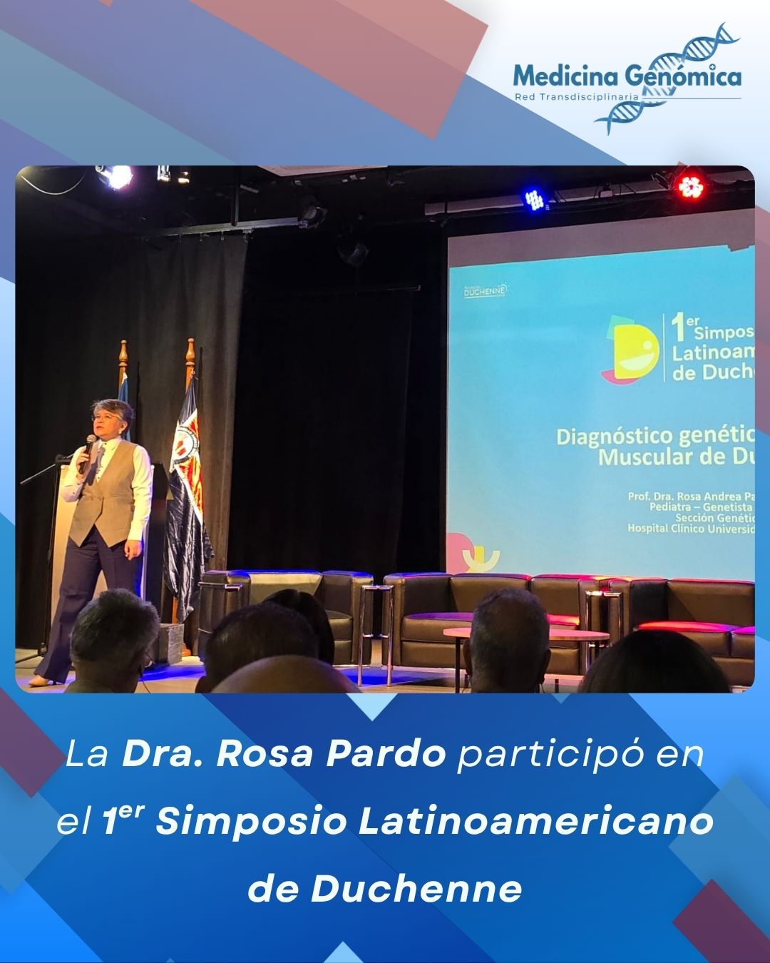 Los días 19, 20 y 21 de marzo se llevó a cabo el 1er Simposio Latinoamericano de Duchenne en el Campus Antonio Varas de la Universidad Andrés Bello (UNAB), un espacio de vanguardia que reunió a destacados expertos nacionales e internacionales.
Queremos expresar nuestro más sincero agradecimiento a la Fundación @duchennechile por la organización de este encuentro, cuyo objetivo fue unificar criterios médicos y terapéuticos en Latinoamérica, fortaleciendo la colaboración entre profesionales y organizaciones de pacientes para mejorar la calidad de vida de quienes viven con esta condición.
En este marco, destacamos la participación de nuestra Directora alterna, la Dra. Rosa Andrea Pardo, con su charla "Diagnóstico genético y distrofia muscular de Duchenne".
Durante su intervención, la Dra. Pardo enfatizó tres acciones esenciales para la práctica clínica:
-Diagnóstico genético completo: Todo paciente debe contar con estudios de MLPA y secuenciación.
-Estudio de portadoras: Es fundamental ofrecer siempre el estudio genético a las madres.
-Evaluación en cascada: Extender el análisis a otros familiares por línea materna según los hallazgos.
¡Felicitamos a la Dra. Pardo por su excelente contribución al conocimiento genético en la región y por representar con distinción a la Red Transdisciplinaria de Medicina Genómica! 🧬✨
#MedGeno #MedicinaGenomica #Duchenne