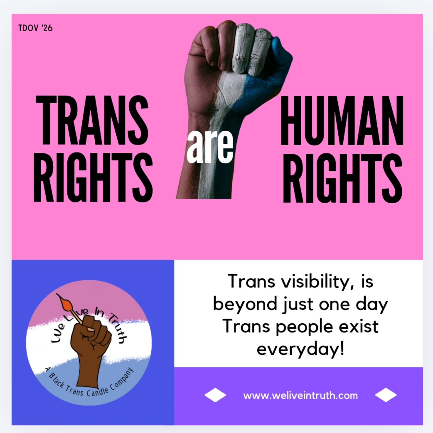 "Visibility is more than just being seen, it holds stories, it holds truth, it holds everything we fight for on a daily.
To be seen, heard, and valued and cared for
A day that can come and go, but our lives and stories continue to live and be told by one and beyond us.
Visibility is having the responsibility of representation of who you are as a collective.
We are a collective
We are a family
Friends
Loved ones
We are deserving of love
And beyond a day that we had to fight for."
-DREAM, We Live in Truth