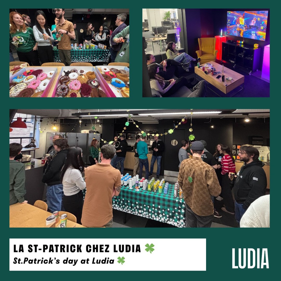 Last week, we took a moment to celebrate St. Patrick’s Day together during Happy Hour in the studio. 🍻🍀
Beer, donuts, and a little friendly Mario Kart tournament taking over our Game Room 🏁
A great way to connect, unwind, and enjoy some time together as a team.
#LudiaLife #StPatricksDay #GameDev #MontrealMobileGames
