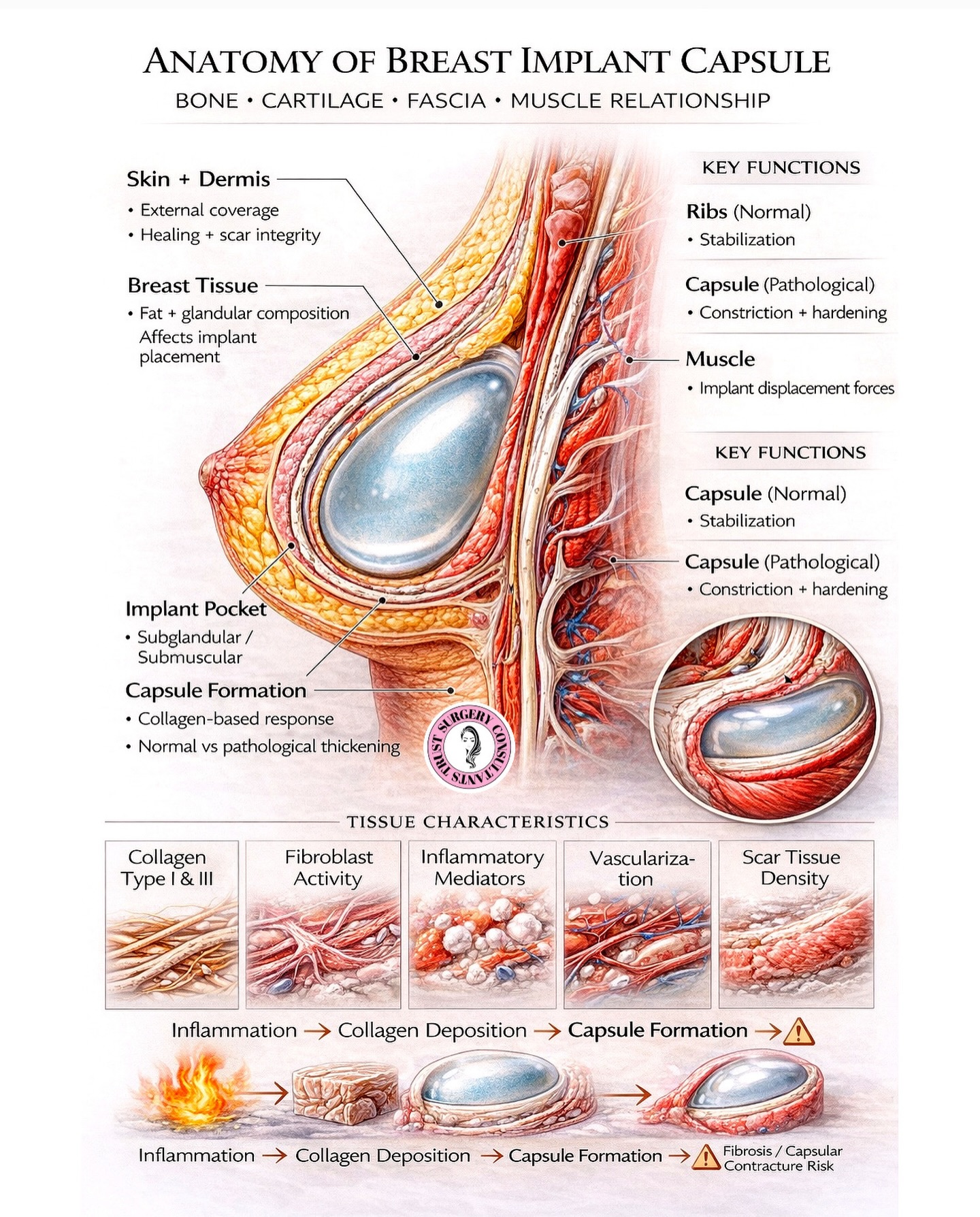 𝐀𝐍𝐀𝐓𝐎𝐌𝐘 𝐎𝐅 𝐀 𝐁𝐑𝐄𝐀𝐒𝐓 𝐈𝐌𝐏𝐋𝐀𝐍𝐓 𝐂𝐀𝐏𝐒𝐔𝐋𝐄 📝
A capsule forms around every implant — this is normal.
But when healing becomes dysregulated, that capsule can turn fibrotic and restrictive → leading to capsular contracture.
⸻
𝐖𝐇𝐀𝐓 𝐃𝐑𝐈𝐕𝐄𝐒 𝐈𝐓?
Inflammation → Collagen overproduction → Tissue hardening
➡️ Firmness
➡️ Discomfort
➡️ Implant distortion
⸻
𝐓𝐇𝐈𝐒 𝐈𝐒 𝐖𝐇𝐄𝐑𝐄 𝐏𝐑𝐎𝐏𝐄𝐑 𝐏𝐎𝐒𝐓-𝐎𝐏 𝐂𝐀𝐑𝐄 𝐂𝐇𝐀𝐍𝐆𝐄𝐒 𝐄𝐕𝐄𝐑𝐘𝐓𝐇𝐈𝐍𝐆
At Trust Surgery Consultants, we don’t rely on one modality — we use a clinical, multi-layered approach to control healing.
⸻
𝐀𝐒𝐏𝐄𝐍 𝐓𝐇𝐄𝐑𝐀𝐏𝐘 + 𝐓𝐇𝐄𝐑𝐀𝐏𝐄𝐔𝐓𝐈𝐂 𝐔𝐋𝐓𝐑𝐀𝐒𝐎𝐔𝐍𝐃
We are proud to be the only clinic in Canada offering Aspen Therapy — combined with medical-grade therapeutic ultrasound for advanced fibrosis management.
✔️ Aspen Therapy → deep tissue stimulation + fascia rehydration
✔️ Therapeutic Ultrasound → penetrates tissue to soften dense collagen + break down fibrosis
Together, they:
• Restore tissue mobility
• Reduce fibrotic buildup
• Support proper collagen remodeling
• Help prevent capsular contracture progression
⸻
𝐓𝐇𝐈𝐒 𝐈𝐒 𝐍𝐎𝐓 𝐋𝐔𝐗𝐔𝐑𝐘 — 𝐈𝐓’𝐒 𝐂𝐋𝐈𝐍𝐈𝐂𝐀𝐋 𝐍𝐄𝐂𝐄𝐒𝐒𝐈𝐓𝐘
Your results are not just created in surgery —
they are protected in recovery.
📍 Vaughan, ON
🌎 Trusted globally by surgeons
🔬 Post-op + fibrosis specialists
Book your consultation through the link in bio. 🔗
⸻
#postopcare #capsularcontracture #breastimplantsurgery #breastaugmentation #fibrosis