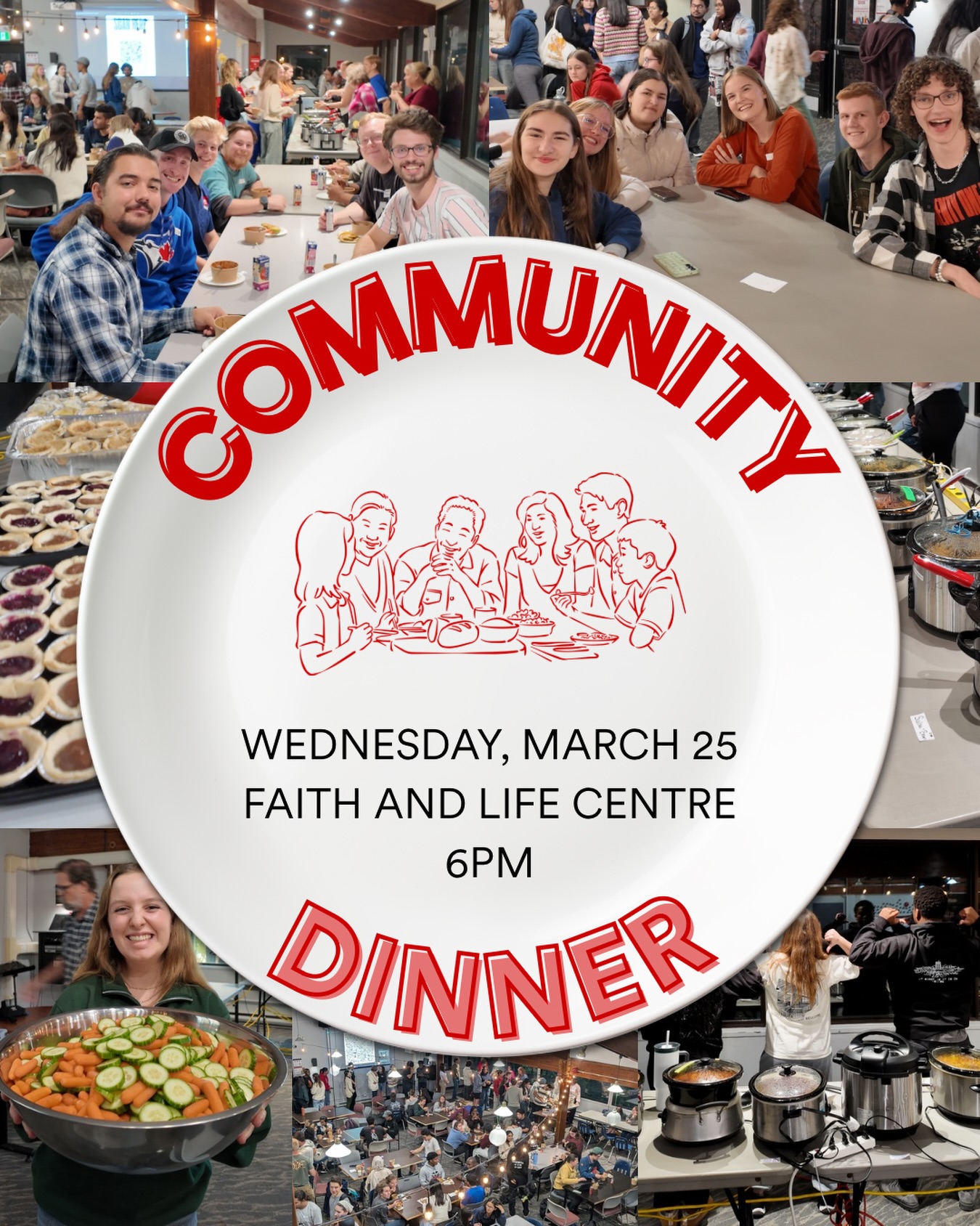 Join us tonight at 6pm for our final community dinner of the year!!
All are welcome! Come for a home cooked meal and connection with others.
Bring a friend!