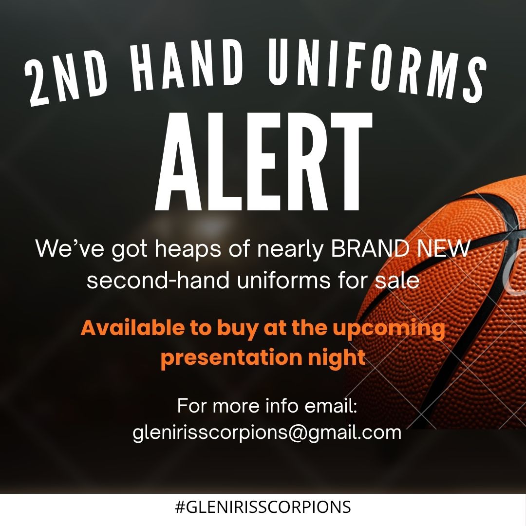 Purchase a second-hand uniform from us! We have heaps that are nearly brand new.
Second-hand uniforms will be available to buy at the upcoming presentation night as well.
Email glenirisscorpions@gmail.com for more info on second-hand uniforms.