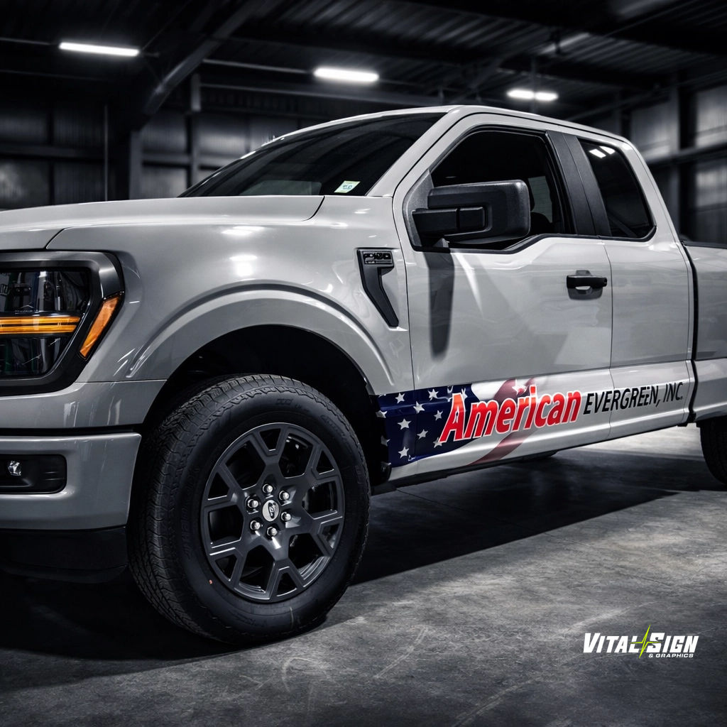 Showcasing the latest fleet rocker wraps for American Evergreen, Inc.
We recently finished these gray and white trucks, highlighting their patriotic branding. The clean, high-contrast design ensures their brand is recognizable across the Capital Region.
Custom vehicle wraps turn every service call into a 24/7 mobile billboard.
#VehicleWraps #FleetGraphics #CapitalRegion #Signs