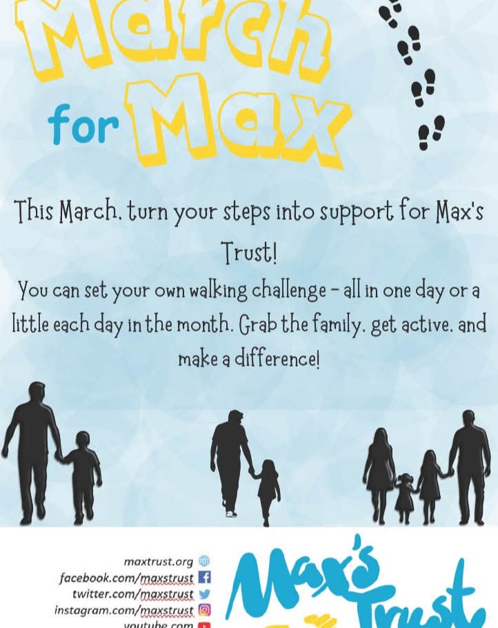 Our fundraisers have been walking in March for Max's Trust.
They are almost at their goal of £500.00 and we would appreciate any donations!