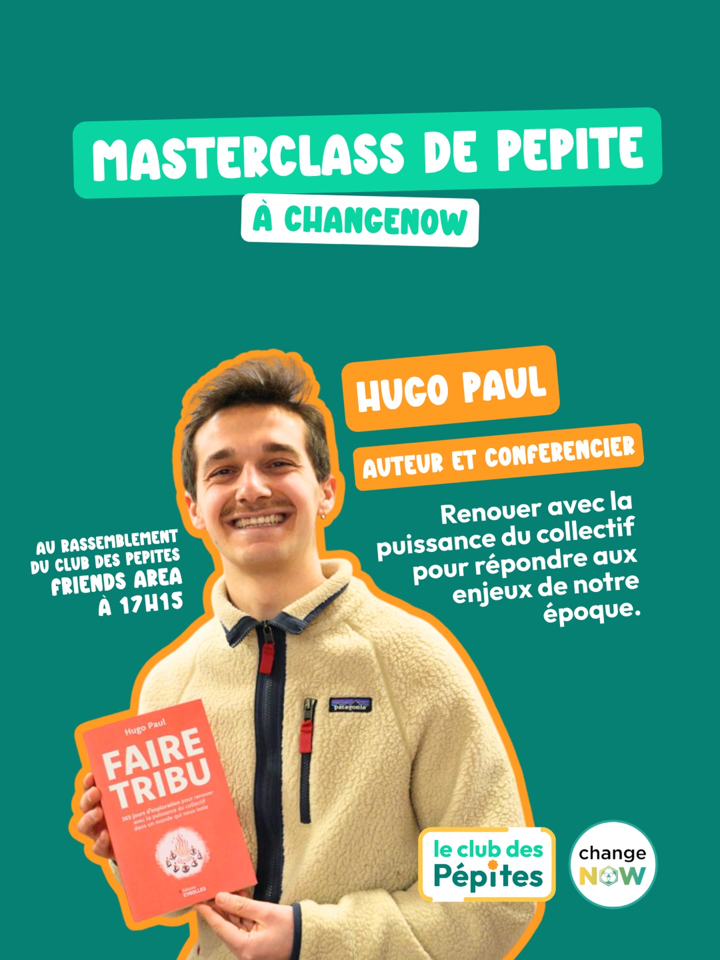 Comment peut-on créer du changement en collectif ?
😎 Rejoignez-nous à notre rassemblement sur @changenow_world à la Friends Area à 17h15 pour y répondre avec @hugopaul__ !
🔎 Explorateur de communautés hors du commun pour étudier l’art de faire tribu, Hugo nous apprendra à renouer avec la puissance du collectif pour répondre aux enjeux de notre époque.
🎟️ Gratuit pour les étudiant·es et demandeur·euses d’emploi, ou 12€ la place du mercredi de 13h à 20h.
👉 Réserve ta place ici : https://www.changenow.world/ticketing/
Alors, on s’y retrouve ? 👀
✨ Le Club des Pépites