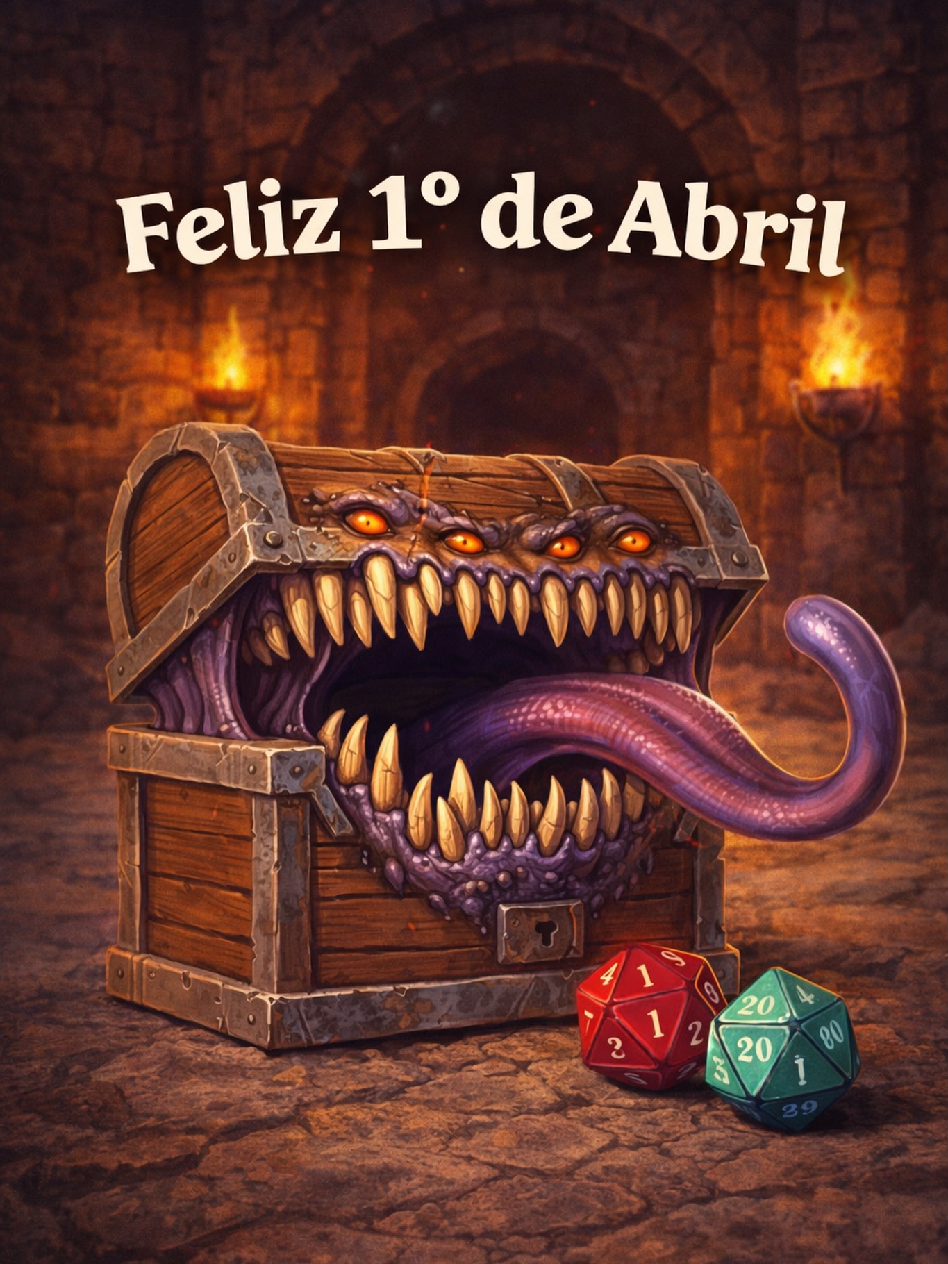 Hoje é dia de mentira… mas esse aqui sempre esteve mentindo 👀🎲
O mímico é aquele clássico dos RPGs que adora quebrar expectativas: parece um simples baú de tesouro… até você chegar perto demais. E aí já é tarde.
Ele existe para ensinar uma lição que todo aventureiro aprende da pior forma:
nem toda recompensa é real.
Depois do primeiro encontro, ninguém mais abre nada com confiança (e talvez essa seja a maior pegadinha de todas).
Feliz 1º de Abril. Hoje, mais do que nunca, desconfie dos baús…