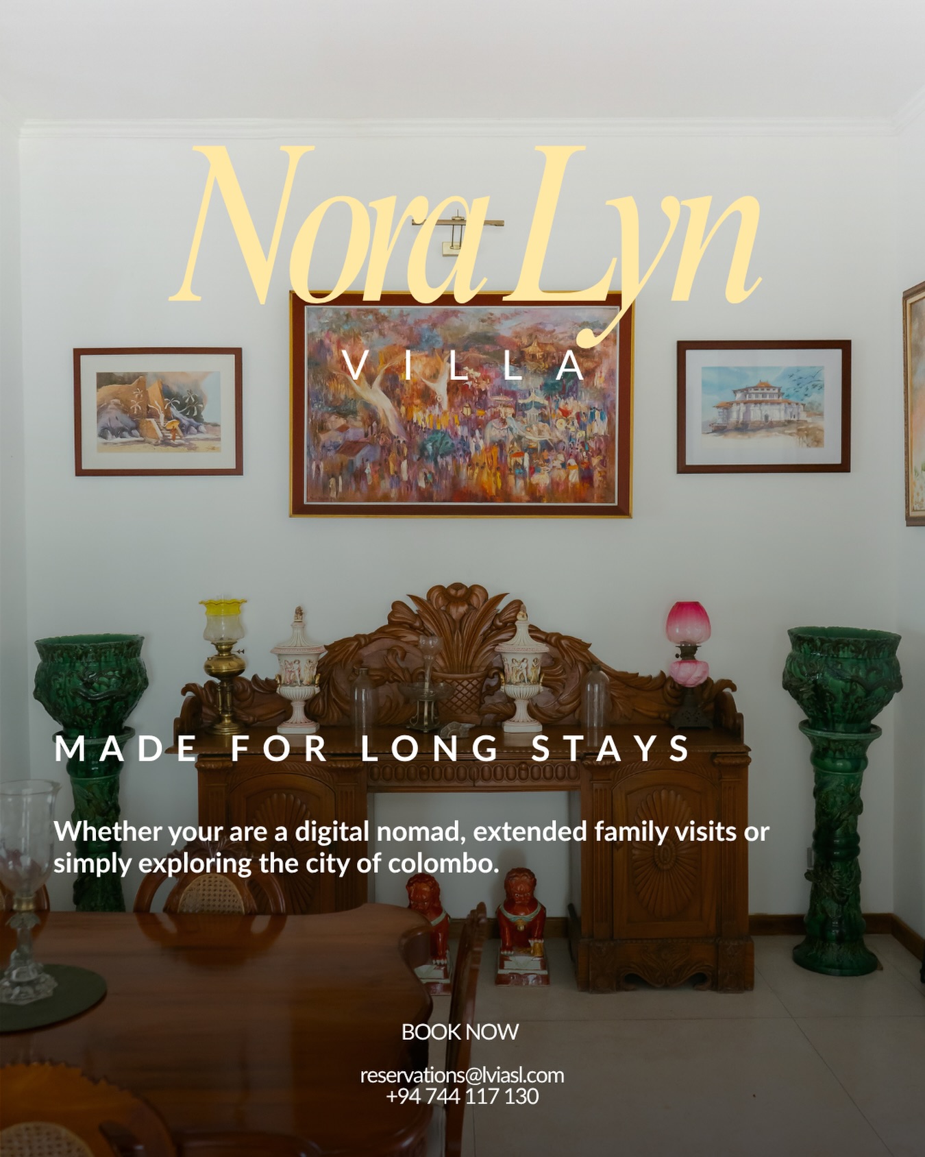 Colombo is easier when you actually live here.
Nora Lyn Villa is designed for the long stay — whether that’s two weeks for a work project, a month for a family relocation, or simply longer because the city gets under your skin.
Spacious living. Equipped kitchen. Three bedrooms. A garden lounge that doubles as your favourite meeting room.
Stay longer. Live better.
DM for more info or book below.
WhatsApp: +94 744 117 130
Email : reservations@lvia.com
#digitalnomadlifestyle #longtermrental #colomboliving #srilankavilla #villarental