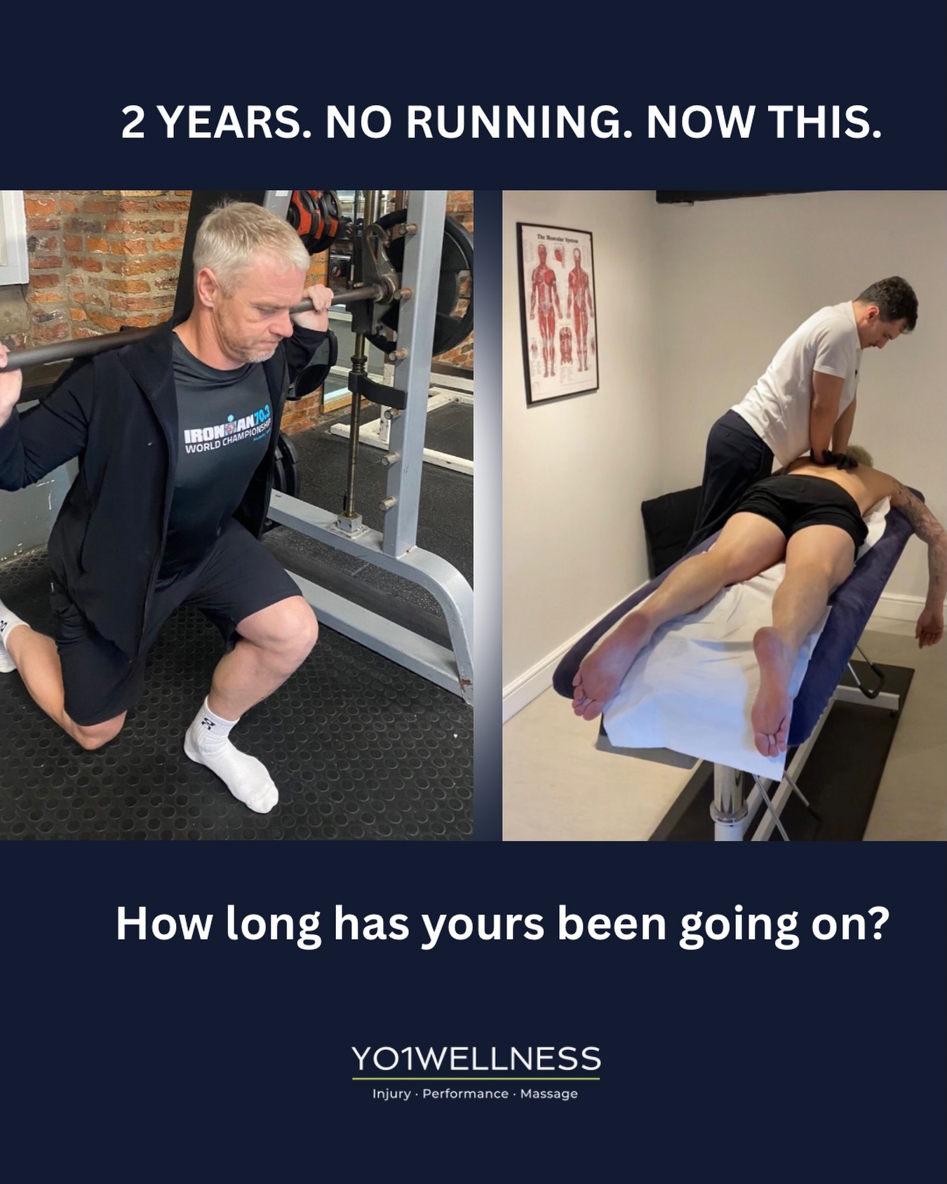 Running issues for Rich started around two years ago.
Since then, it’s been a cycle of trying to get back into running… only to be set back again. Injuries, flare-ups — each time stopping progress just as consistency started to build.
With the demands of Ironman training, combined with a physically active job and the stress of managing his own business, the overall load was simply too much for his body to manage.
Despite the motivation, discipline, and experience — running just wasn’t sticking.
Over the time we’ve been working together, we’ve been addressing the key factors influencing not just his pain, but also his recovery, performance, and day-to-day habits.
Managing recovery, using hands-on treatment where needed, and building a structured strength and conditioning plan — alongside running, cycling, and swimming load.
Focusing on what actually matters — and staying consistent with it.
Now, for the first time in two years, he’s running consistently week after week.
No major setbacks. No repeated cycles.
And currently building towards an Ironman in the next 12 weeks.
📍YO1WELLNESS, Emperors Gym, Skeldergate, York, YO1 6DS
📧 info@yo1wellness.co.uk
📞 07792933982