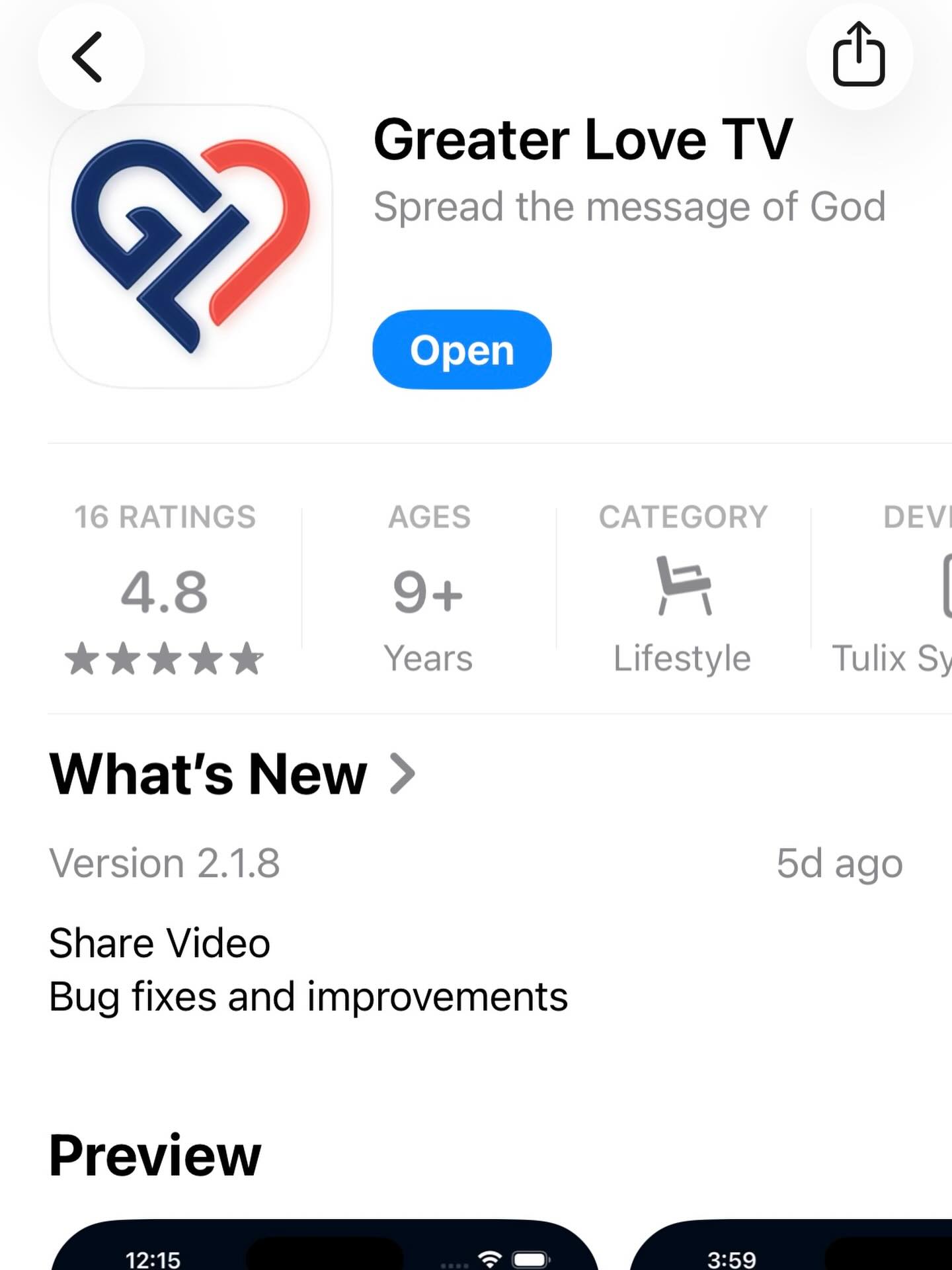 Be sure to get the free Greater Love Tv app