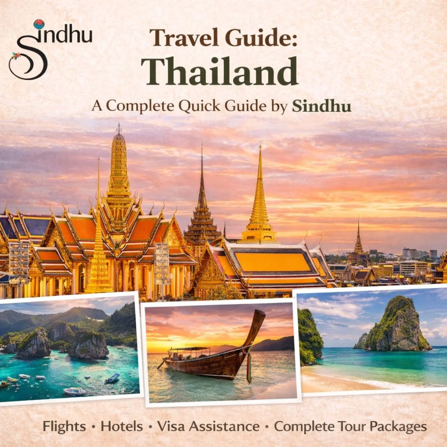 ๐ Travel Guide: Thailand
Thailand is famous for tropical islands, vibrant nightlife, delicious street food, and stunning temples.
โ๏ธ Best time to visit: November โ April
๐ Top places: Bangkok, Phuket, Krabi, Phi Phi Islands
๐ Visa: Visa on Arrival for Indians
Travel to Thailand with Sindhu
โ๏ธ Flights
๐จ Hotels
๐ Visa Assistance
๐ Complete Tour Packages
๐ www.sindhuindia.in
๐ฉ support@sindhuindia.in
๐ +91 91473 72771
#TravelWithSindhu #SindhuIndia #TravelGuide #HolidayPackages #ExploreMore