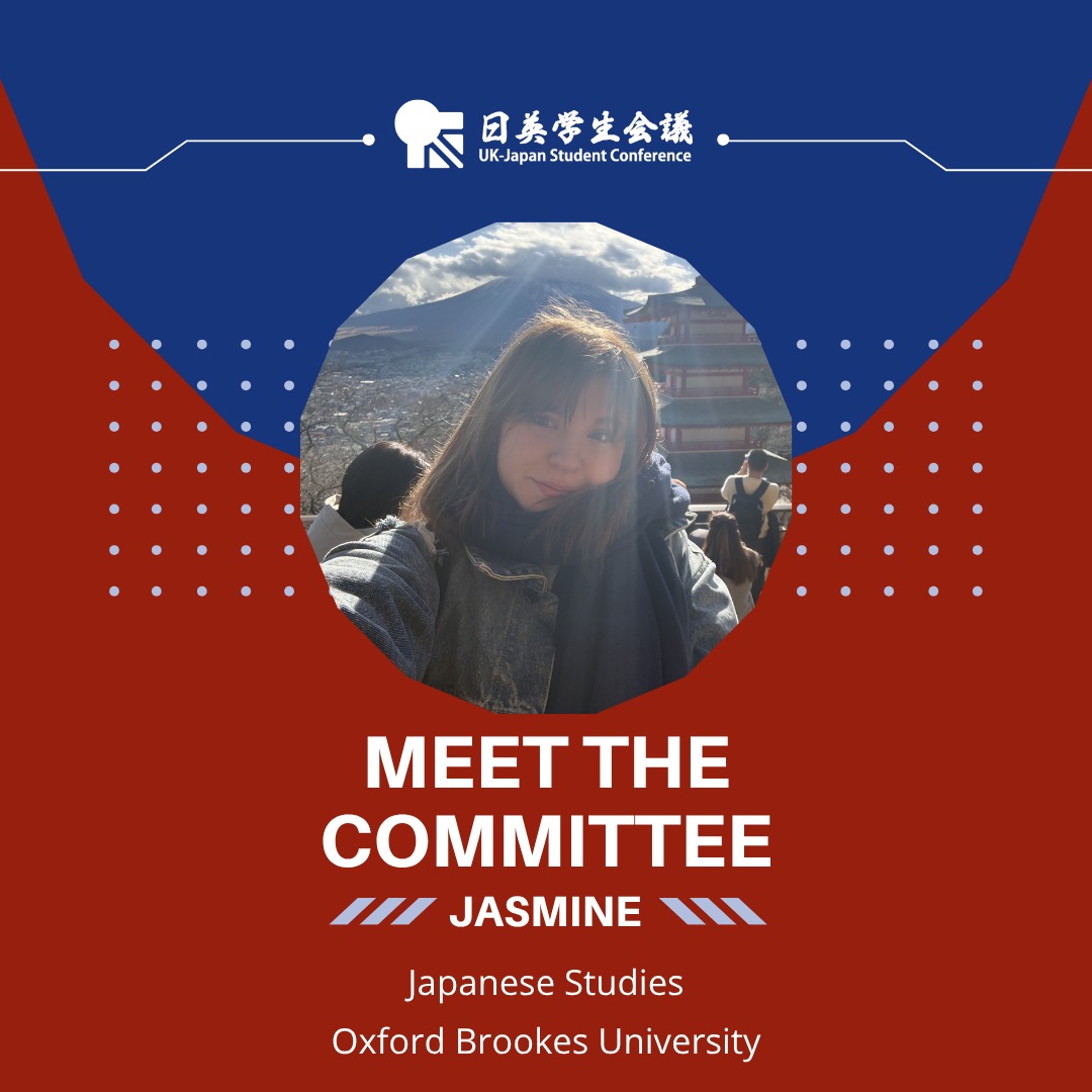 Meet our UK-JP 2026 Marketing Team!
They’ve been working hard behind the scenes to build our brand, create content, and ensure this year’s conference reaches as many people as possible!!
Page 1: Meet the committee: Jasmine, Japanese Studies, Oxford Brookes University.
The design uses the same blue and red conference colours, with a white UK-JP logo at the top of the page. There is a circular photo of Jasmine in the centre. She is a young woman with shoulder length auburn hairand bangs, smiling taking a selfie style photo. Behind her is Mount Fuji and a pagoda. She is wearing a denim jacket and scarf.
Page 2: Photo on the left: Jasmine is sat on a boat, wearing a white dress with colourful florl patterns. She is squinting and smiling at the camera, with purple sunglasses on her head. Behind her you can see the ocean and the sunsetting.
Text on the right: Helloo! Nice to meet you all again!
I’m trying to survive in Tokyo at the moment, so you’ll find me exploring, trying out new cafes (!), and pestering people into an “Islands in the Steam” duet at karaoke (I’m usually Bryn).
I really love seeing the opportunities and friendships UK-JP creates every year, so I’m really excited to spend another year helping make these opportunities accessible to even more students!
Participant since 2024
In three words...: Confused, Curious, Resilient.
There is a clipart style sakura in the top right corner.