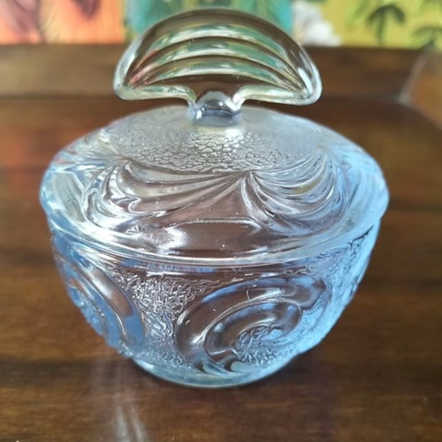 Vintage 1930s Art Deco bagley pressed glass dressing table 5 piece set, | https://share.google/SWrq63MkWQzYCVZpJ #stufftoyouandme