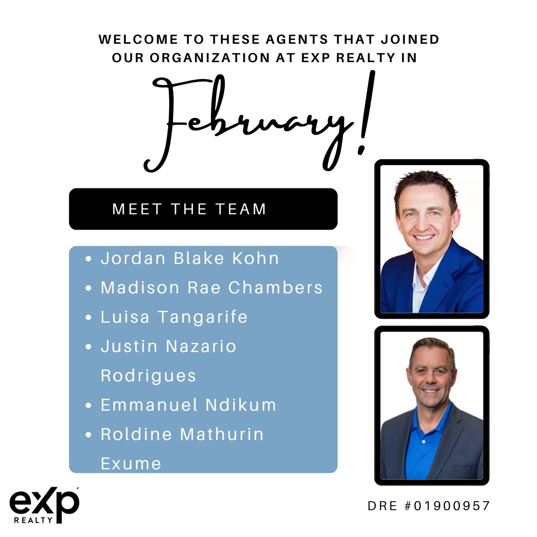 We are blessed to be able to impact these realtors’ lives. They joined our organization this past month at eXp Realty!
Welcome aboard!!
#exprealty #exprealtyproud #ONEexp #eXpsuccess