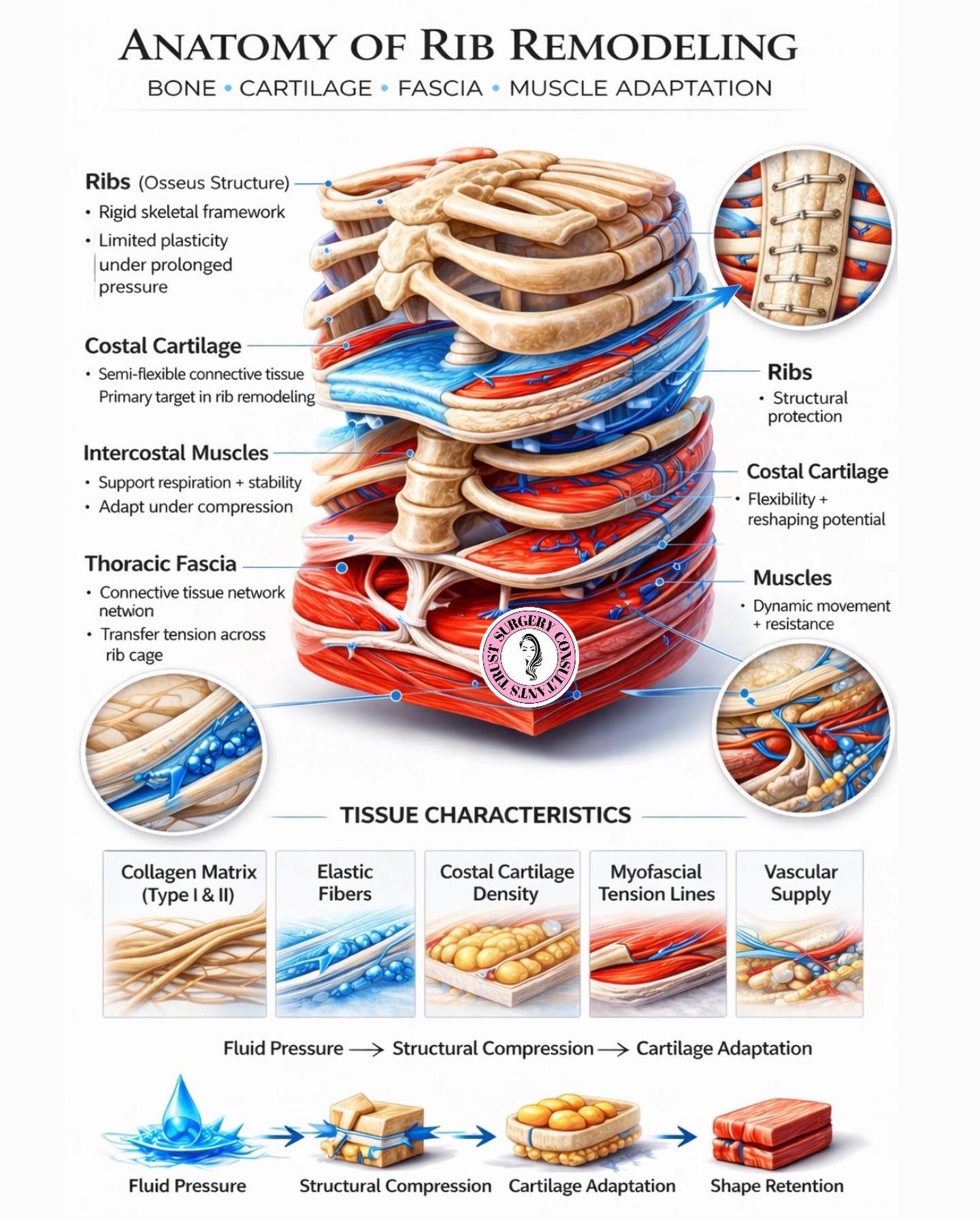 𝐑𝐈𝐁 𝐑𝐄𝐌𝐎𝐃𝐄𝐋𝐈𝐍𝐆 𝐈𝐒 𝐍𝐎𝐓 𝐉𝐔𝐒𝐓 𝐀𝐁𝐎𝐔𝐓 “𝐒𝐇𝐑𝐈𝐍𝐊𝐈𝐍𝐆” 𝐓𝐇𝐄 𝐖𝐀𝐈𝐒𝐓… 𝐈𝐓’𝐒 𝐀𝐁𝐎𝐔𝐓 𝐓𝐈𝐒𝐒𝐔𝐄 𝐀𝐃𝐀𝐏𝐓𝐀𝐓𝐈𝐎𝐍.
When we talk about waist contouring, the transformation isn’t happening in the bone — it’s happening within the cartilage, fascia, and surrounding soft tissues.
Here’s what’s actually happening👇🏼
• 𝐑𝐢𝐛𝐬 (Bone):
Rigid and protective. They provide the framework, not the transformation.
• 𝐂𝐨𝐬𝐭𝐚𝐥 𝐂𝐚𝐫𝐭𝐢𝐥𝐚𝐠𝐞:
This is the key player. Semi-flexible tissue that can gradually adapt under consistent, strategic compression.
• 𝐅𝐚𝐬𝐜𝐢𝐚:
A dynamic connective network that distributes tension across the rib cage — influencing how the body reshapes and holds structure.
• 𝐈𝐧𝐭𝐞𝐫𝐜𝐨𝐬𝐭𝐚𝐥 𝐌𝐮𝐬𝐜𝐥𝐞𝐬:
Support breathing and stability, but also respond and adapt to external pressure over time.
⸻
𝐓𝐇𝐄 𝐒𝐂𝐈𝐄𝐍𝐂𝐄 𝐁𝐄𝐇𝐈𝐍𝐃 𝐖𝐀𝐈𝐒𝐓 𝐂𝐎𝐍𝐓𝐎𝐔𝐑𝐈𝐍𝐆
This process follows a physiological sequence:
Fluid Shift → Structural Compression → Cartilage Adaptation → Shape Retention
It’s not instant — it’s a progressive, biological response that requires precision and consistency.
⸻
𝐖𝐇𝐘 𝐏𝐑𝐎𝐓𝐎𝐂𝐎𝐋 𝐌𝐀𝐓𝐓𝐄𝐑𝐒
Not all compression is created equal.
At Trust Surgery Consultants, we focus on:
✔️ Customized compression strategies
✔️ Integration with lymphatic drainage + fascia release
✔️ Supporting proper tissue healing + alignment
✔️ Long-term shaping — not temporary results
⸻
𝐑𝐄𝐀𝐋 𝐑𝐄𝐒𝐔𝐋𝐓𝐒 𝐂𝐎𝐌𝐄 𝐅𝐑𝐎𝐌 𝐂𝐎𝐍𝐒𝐈𝐒𝐓𝐄𝐍𝐂𝐘 + 𝐂𝐋𝐈𝐍𝐈𝐂𝐀𝐋 𝐔𝐍𝐃𝐄𝐑𝐒𝐓𝐀𝐍𝐃𝐈𝐍𝐆.
This is where science, structure, and strategy come together.
If you are interested in a procedure for rib remodeling our surgical partner @drhugoaguilarvilla specializes his globally recognized and medically published technique in providing the safest & most effective procedures possible.
📍 Vaughan, ON
🔗 Book your consultation via link in bio
⸻
#RibRemodeling #WaistContouring #PostOpCare #LymphaticDrainage BodyContouring