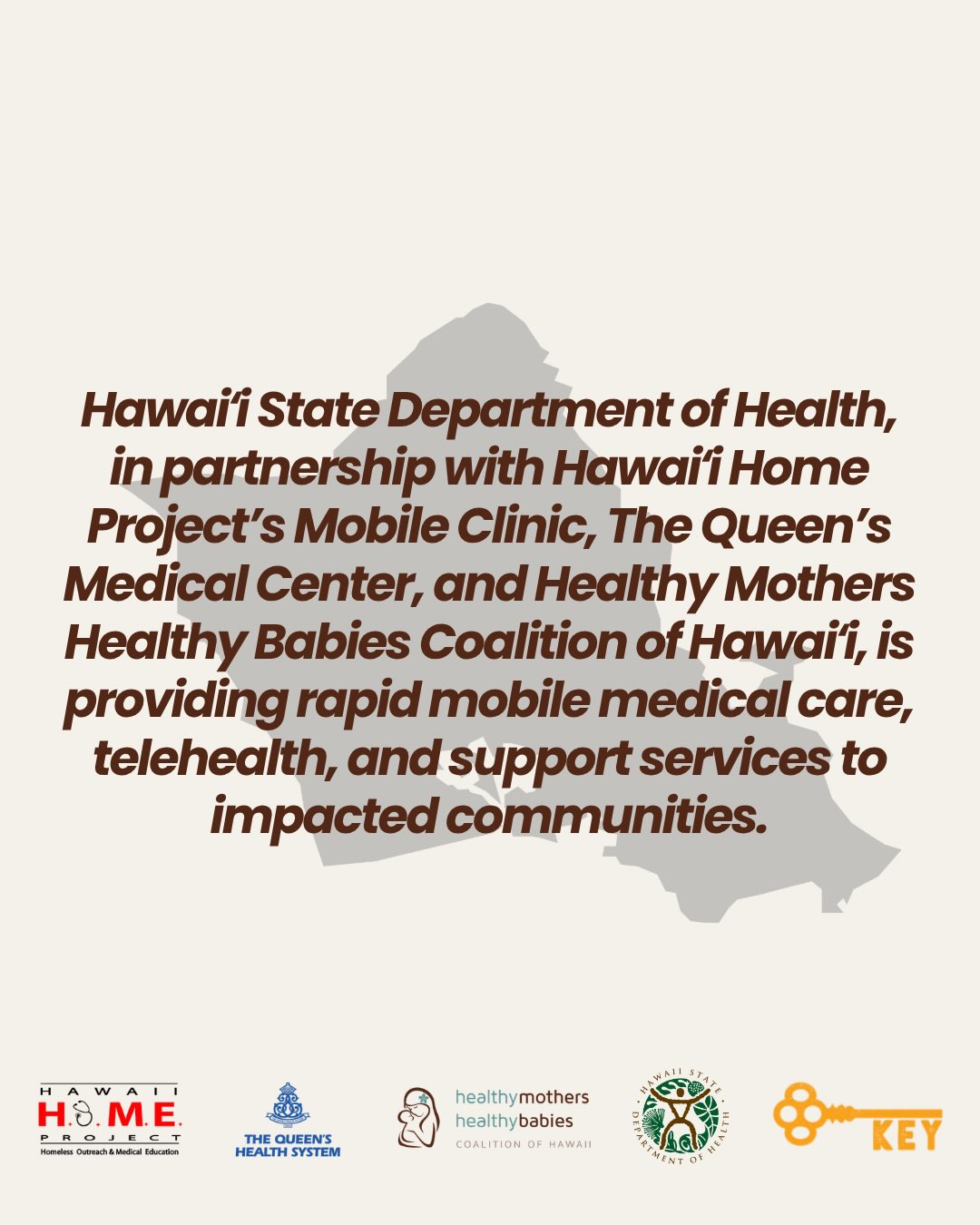 Rapid Response. Trusted Care. Community Support. 🤍
In partnership with Hawaiʻi Home Project, The Queen’s Medical Center, and Healthy Mothers Healthy Babies Coalition of Hawai’i, the Hawaiʻi State Department of Health is bringing mobile medical care, telehealth, and essential support services directly to our communities.
📍 Visit us at our mobile clinic locations
📱 Access care anytime through Klara (Telehealth)
📞 Call (808) 737-5805 for support
We’re here for you—wherever you are.
#hmhbhawaii #hawaiidoh #mobileclinic #communitycare #konalowstorm