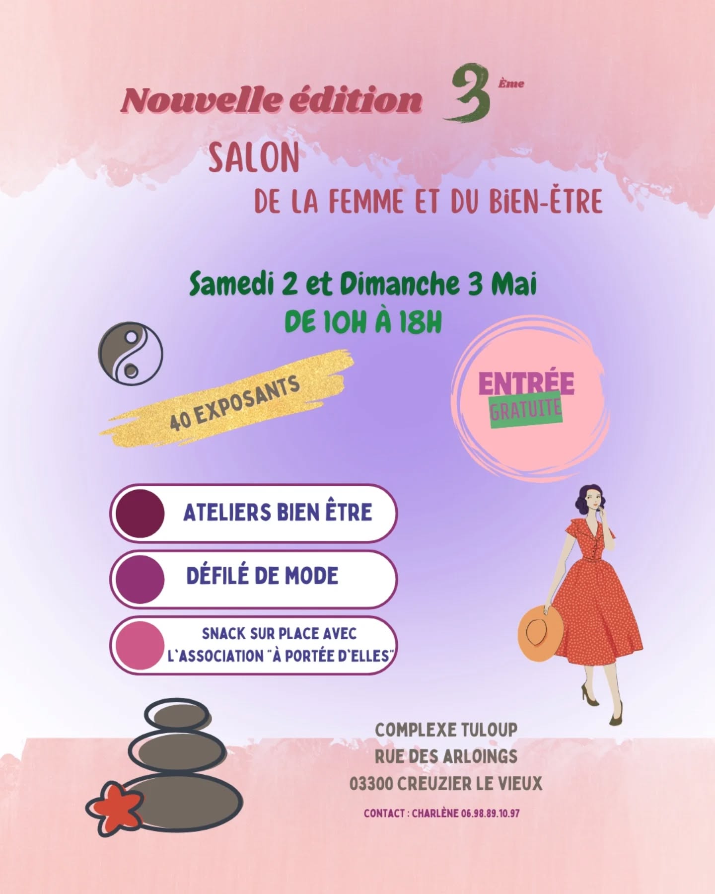 💃 Le moment que tu ne veux surtout pas manquer…
Et si tu t’offrais une parenthèse rien que pour toi… ? 💖
Le week-end du 2 et 3 mai, je t’invite à vivre un moment unique autour de la femme, du bien-être et de la confiance en soi ✨
Un événement pensé pour te faire du bien, te reconnecter à toi… et te faire rayonner 💫
🌸 Des exposantes inspirantes
🌸 Des découvertes
🌸 Des moments de partage
🌸 Et surtout… une ambiance douce et bienveillante comme on les aime chez MOD'Chadeschoux 🫶
🔥 LE moment fort à ne pas rater :
👉 Le défilé dimanche à 15h30
Un vrai moment d’émotion, où chaque femme brille, ose, et s’assume pleinement 💃✨
Des looks pour toutes les silhouettes, de l’audace, du style… et beaucoup de confiance 💖
Alors… tu viens vivre ça avec nous ? 😍
📍 Note bien les dates
📍 Enregistre ce post pour ne rien oublier
📍 Et invite une copine pour partager ce moment 💕
#salondelafemme #bienetreaufeminin #evenementfemme #defilemode #modefemme