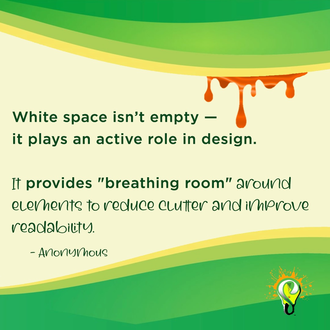 💡…”White space isn’t empty — it provides “breathing room” around elements.
.
.
#swayzeideations #artmotivation #whitespace #breathingroom #designelements