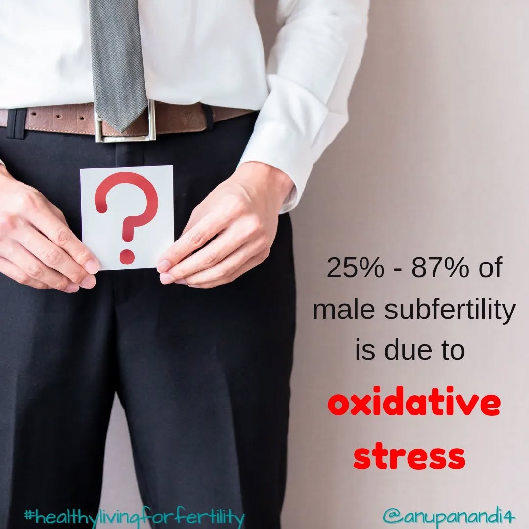 🤔What is oxidative stress?
👉During metabolism several by products are formed such as hydrogen peroxide (H2O2), hydroxyl radical (OH•), nitric oxide (NO•), nitric dioxide (NO2•) etc. Collectively they are called reactive oxygen species or ROS. Upto a certain level they are not harmful and in fact needed by body.
👉Certain conditions like inflammation, chronic disease, smoking, alcohol, obesity, pollution can lead to increased production of ROS.
👉Body has antioxidants which are either produced in the body or received from food, which removes excess ROS. If there are more ROS that body can remove, then that leads to accumulation of excess ROS causing oxidative stress.
👉Oxidative stress can affect various part of the body. For men it can compromise sperm function, sperm motility and increase DNA fragmentation. It can also cause heart disease, arthritis, cancer and other inflammatory conditions.
👉Sperm is particularly vulnerable to oxidative stress due to lack of cytoplasm and its structure.
🤔Does antioxidants improve fertility?
Yes, it does.
A recent Cochrane review (https:///CD007411/MENSTR_antioxidants-male-subfertility) reviewed 90 randomised controlled trials comparing 18 different antioxidants with placebo, no treatment or another antioxidant in a total population of 10,303 subfertile men and found antioxidants to improve live birth rates. However, the quality of studies were low.
🤔How to take antioxidants?
🥦It is inportant to eat food that are rich in antioxidants to prevent oxidative stress.
🍅Fruits like berries, currants, oranges, mangoes, grapes, pomegranates, vegetables like green leafy vegetables, peppers, spinach, tomaties, carrots., nuts and seeds are full of antioxidants.
👉Cooking in high heat can destroy some antioxidants. Hence it is better to have them fresh as much as possible.
🥬It is better to avoid supplements and stick to natural sources as high doses of antioxidant supplements can be harmful. Always see a doctor before taking any supplements.
💖 Dr Anupa
#healthylivingforfertility, #menfertility #mentalhealthawareness , #men #infertilityawareness #fertility #infertilitywarrior #infertility #ivfjourney #ttc