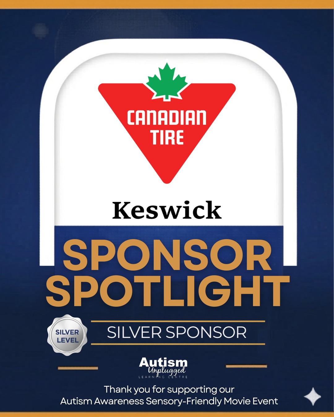 🥈 Silver Sponsor Shoutout 🥈
.
We’re proud to recognize Canadian Tire Keswick for their support of our Sensory-Friendly Movie 🎬
.
For many years, they have been a champion for children in our community, consistently showing up and supporting initiatives that make a real difference.
.
This kind of commitment matters. And it’s felt by the families we serve every day.
.
Thank you for your continued support. 💙
.
#InclusiveCommunity #AutismUnplugged #Keswick #Pefferlaw #Sutton #MountAlbert #EastGwillimbury #ShopLocalGeorgina #Georgina #ExploreGeorgina #GeorginaMatters #GeorginaBusiness #AutismAwareness #SensoryFriendly #GeorginaMoms #YorkRegionMoms #KeswickMoms #EastGwillimburyMoms #SuttonMoms #LocalMoms #YorkRegionParents #SummerCampGeorgina #SocialSkills