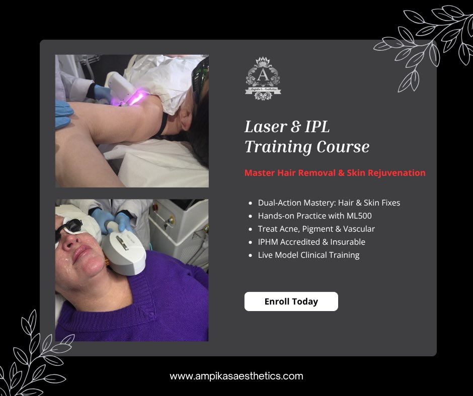 Stop scrolling — this is where skills turn into serious income.
Laser & IPL is one of the most in-demand treatments in aesthetics right now. Hair removal, acne, pigmentation, vascular… clients want it all, and they want it done properly.
At Ampika’s Aesthetics, this isn’t theory — it’s hands-on, real models, real machines, real results.
✔ Master laser hair removal & skin rejuvenation
✔ Train on advanced systems (ML500)
✔ Learn to treat acne, pigmentation & vascular concerns
✔ Fully accredited & insurable
✔ Live clinical model experience
If you’re serious about stepping into aesthetics or levelling up your clinic, this is the course that actually gives you earning power — not just a certificate.
Limited spaces. No time wasters.
Enroll now: www.ampikasaesthetics.com
#LaserTraining #IPLTraining #AestheticsTraining #BeautyCareer #SkinRejuvenation LaserHairRemoval AestheticClinic LearnAesthetics UKAesthetics CareerUpgrade BossYourFuture AmpikasAesthetics