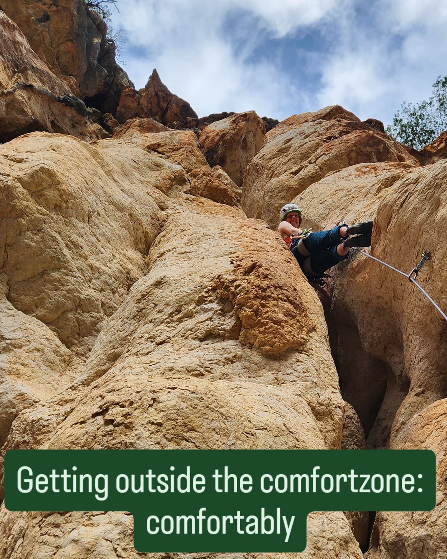 I love to push myself! Put myself in hard situations, challenge my fears, try new things and feel like a beginner.
But it's also super tiring to do so!
And sometimes, I push a little bit too much and feel like I need to crawl into my bed and stay underneath my blankets for a week to recover ๐ซฃ๐
(Feel like, but don't actually do so because I'd get too bored....)
However, I try to stay smart about it and challenge myself in a way that also makes me feel good and not overwhelmed!
It should be fun to go outside your comfortzone! ๐
So here are two examples of how I like to make it more fun and easy for me.
Today we explored a sector in Siniscola. I have a coaching tomorrow so I know I have to keep my mental battery high and I can't push myself too hard. Physically however I can push!
At the crag there was an 8b with draws in. It looked amazing and I thought it's a perfect way to push myself physically without the mental part of getting draws up (or get them down) ๐
I could stop whenever and try as much as I wanted/could.
๐Climbing something with draws in is a great way to break into new grades or projects while taking away some mental pressure! ๐
Unfortunately there were birds nesting there so I decided to do something else this time. ๐ฃ๐ฅฐ
Instead I found this amazing looking chimneything (pictures) and I just had to get up it!
I noticed pretty fast that the rock quality was not the best and pieces came off everywhere. So I didn't really trust my feet. The route was also pretty greasy and I felt like my hands could slip at any moment, increasing my insecurity while climbing.
But I still really wanted to climb it! so:
๐I reached for my panic draw: and thanked the smart climber who invented it!
I know a lot of people don't want to use it, or even a clip stick. But really, it can help so many climbers push themselves in a more comfortable way!
Here I could challenge my insecurities and go outside one comfortzone while staying inside another (except the runout top ๐ฑ๐
There are many ways to go outside the comfortzone and still feel comfortable (make it a play, accept that you can fail, laugh and smile! Etc)
How do you do it? What helps you?