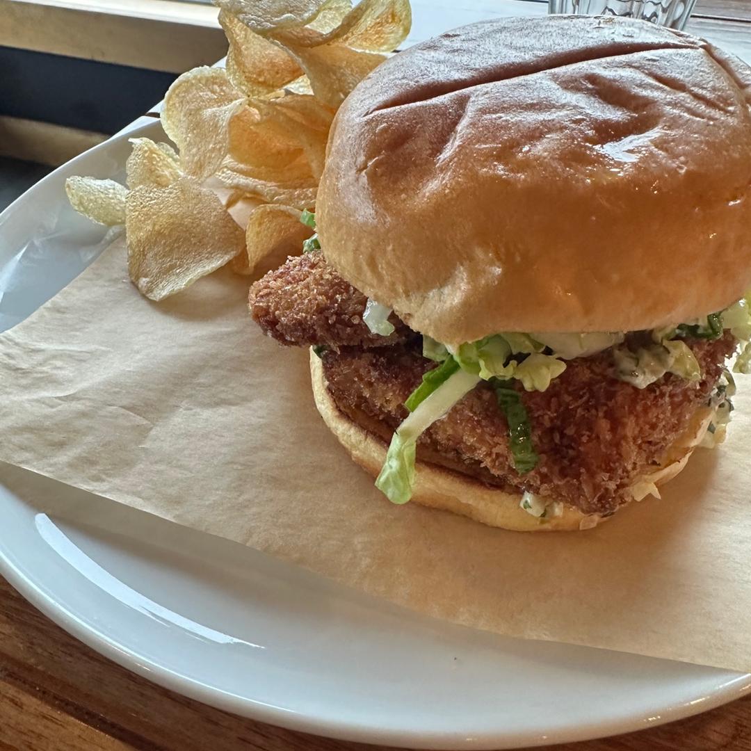 Last Friday of Lent.
Come get your fish sandwich for lunch.
Panko-crusted drum, tartar sauce, Chinese cabbage on Dong Phuong brioche.