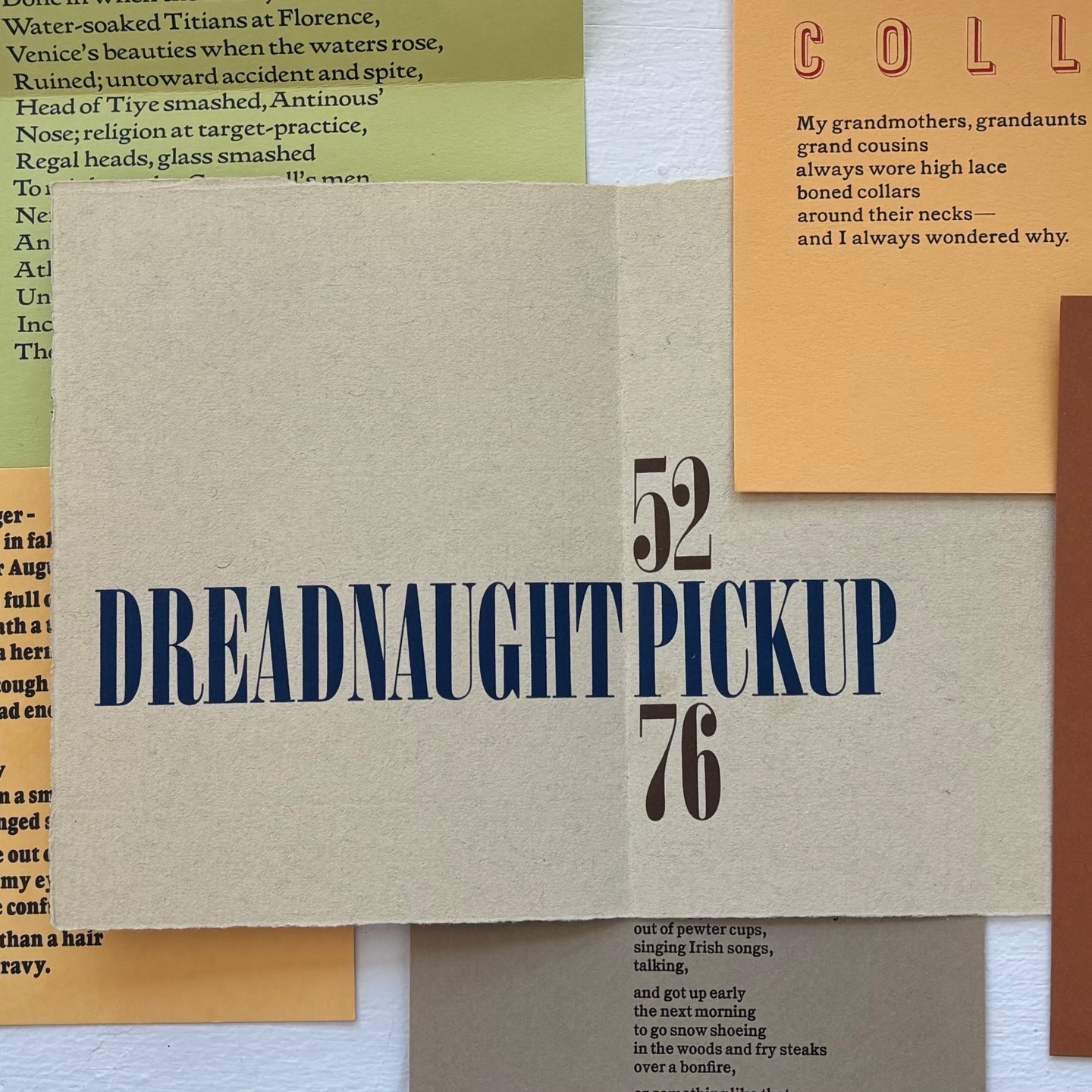52 Pickup 76 Broadside Mail Club now on Patreon! Link in bio
Become a patron to receive a rare and exclusive broadside that has been randomly selected from 52 Pickup 76 each month! A collection of letterpress printed poems written by influential poets from across Canada, including names such as Margaret Atwood, George Faludy, Dorothy Livesay, Greg Gatenby and more! Designed, printed and published by Dreadnaught Press in 1976.
Newly available as individual broadsides while supplies last, carefully preserved and in great vintage condition (no foxing)!
Subscribe for just $20 /month or join for free to stay in the loop!
To purchase the full collection at $2500, please contact deborahsomeone@gmail.com
Shipping this spring!