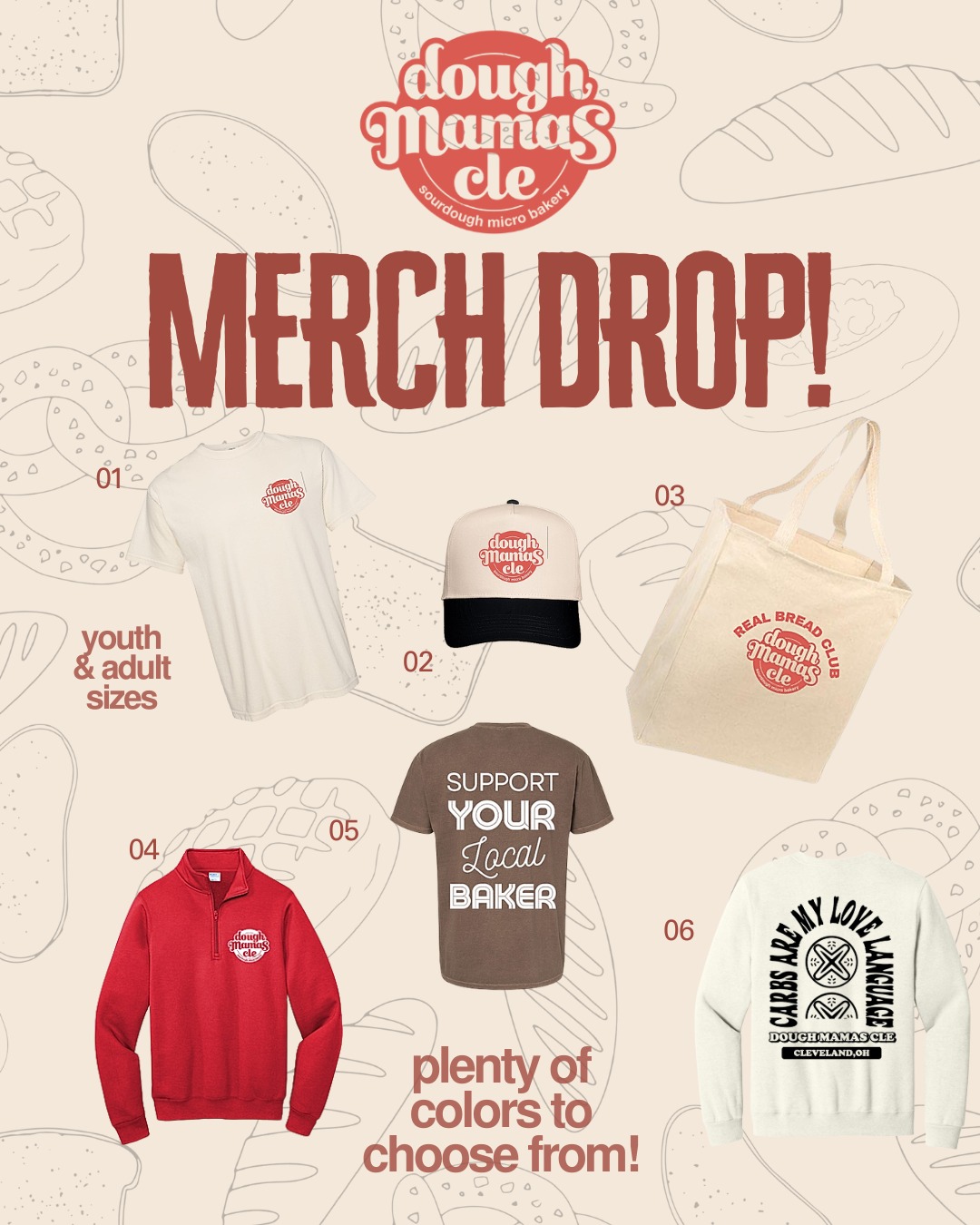 Thanks to @sansewembroidery (another local CLE small business!), we FINALLY have an official Dough Mamas CLE merch drop!
We have received tons of requests from friends, family, and our sweet customers (truly love you all) for some branded merch and it's here and not at the expense of Tori and her Cricut! 😂
Word of mouth marketing is so imperative to the success of small businesses like ours and we cannot thank our community enough for wanting to support us in this way.
All orders can be placed at the link below/in our bio and all your goods will be shipped to you! We receive no compensation for these aside from the business that gets sent our way so thank you, also, for supporting another local small business! 🫶
Ordering will run through 4/5 and as a thank you for ordering, please email us your receipt and we will send you a code for $$ off a future order!
Can't wait to see all your Dough Mamas CLE merch around town! 🖤
Non-AI generated logo courtesy of @glasstooth 👌🏻