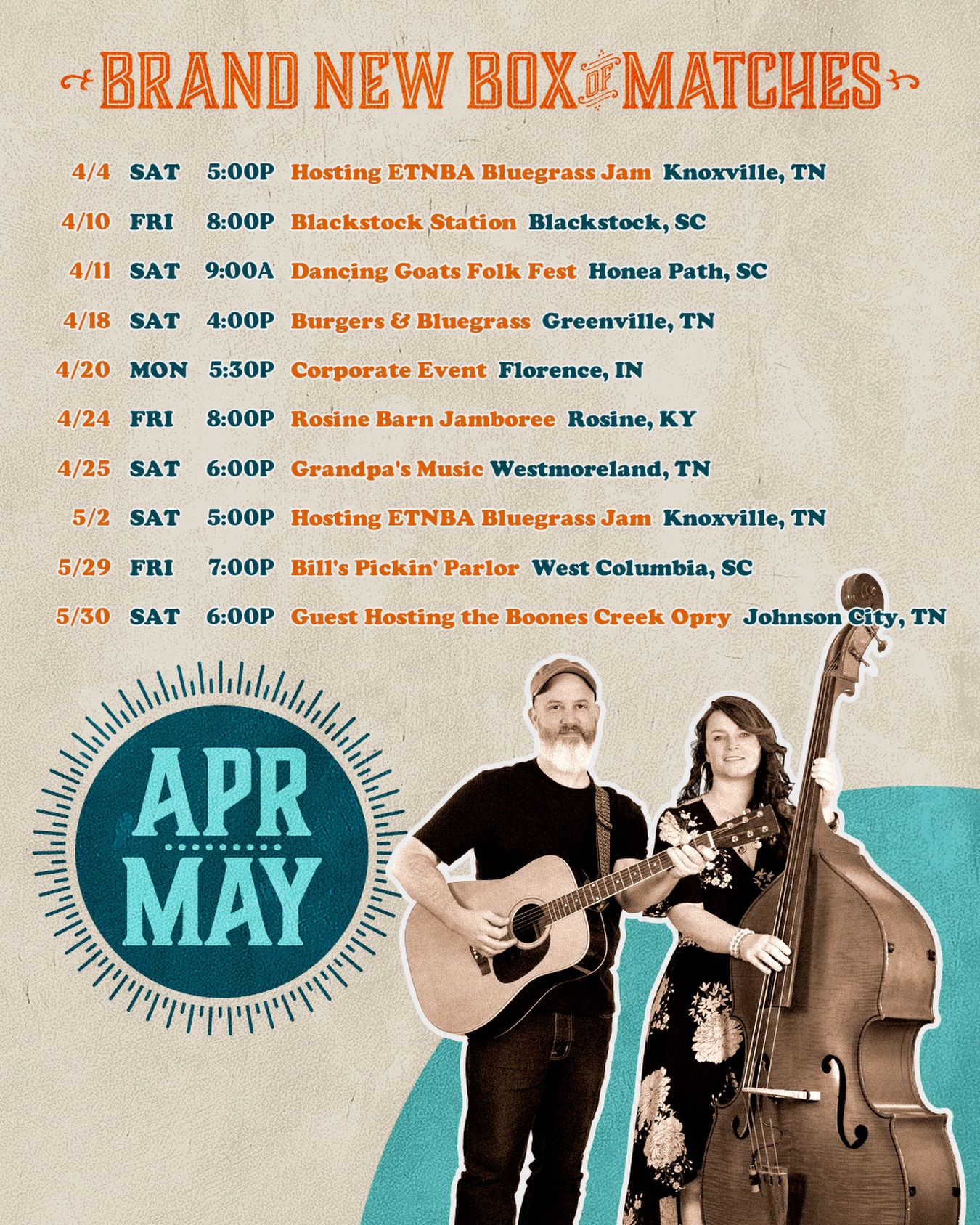 Tennessee, South Carolina, Indiana, Kentucky…here we come!!!
#bluegrass #uprightbass #livemusic