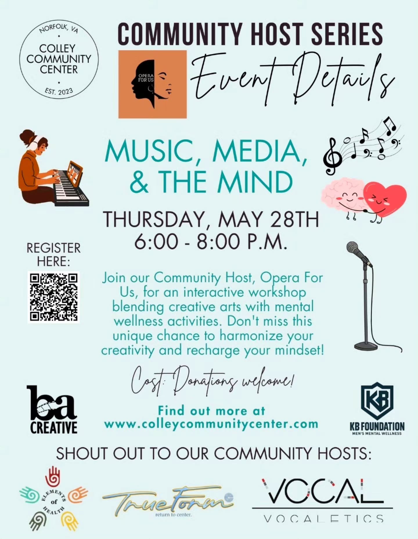 ✨️Join us for something truly special! ✨
Our Community Host, Opera For Us, is bringing you an interactive workshop that beautifully blends creative arts with mental wellness activities. 🎭🧠
Come explore your creativity, recharge your mindset, and connect with others in a meaningful way. This is your chance to harmonize art and well-being in one inspiring experience.
🎶 Don’t miss out—your mind (and soul) will thank you!
Registation link in bio.
Free to all but donations are welcome🩵
#CommunityWellness #CreativeHealing #OperaForUs #MentalWellness #ArtMatters SelfCare