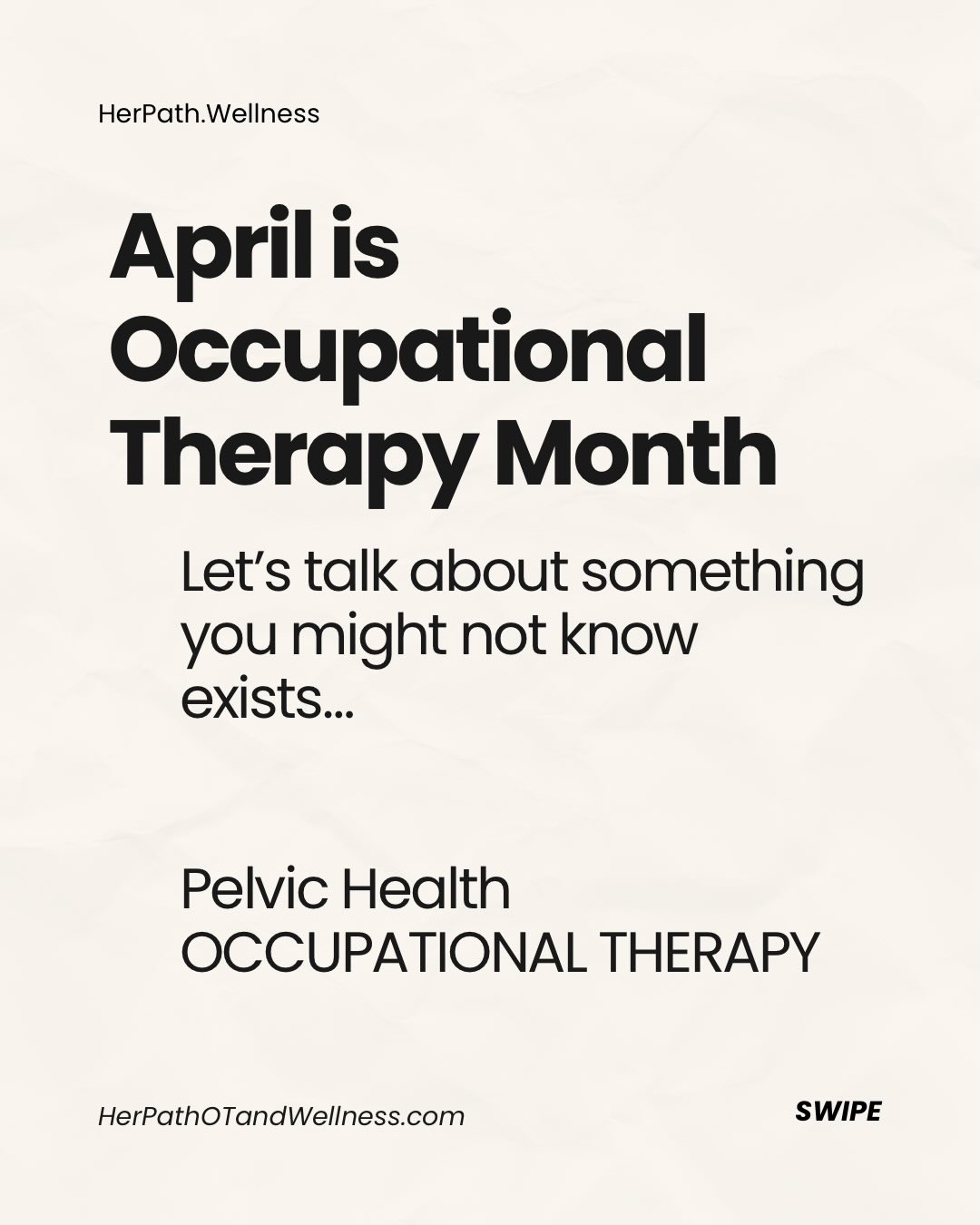 Most people have never even heard of pelvic health occupational therapy…
But if you’ve ever experienced leaking, pelvic pain, constipation, or discomfort with intimacy — it matters more than you think.
Your pelvic health impacts how you move, exercise, use the bathroom, show up in your relationships, and feel in your body day to day.
And you deserve support that looks at the whole picture — not just one symptom.
If you’ve been wondering if this could help you, this is your sign to explore it
Now booking new clients for May
DM me @herpath.wellness or head to the link in bio to get started