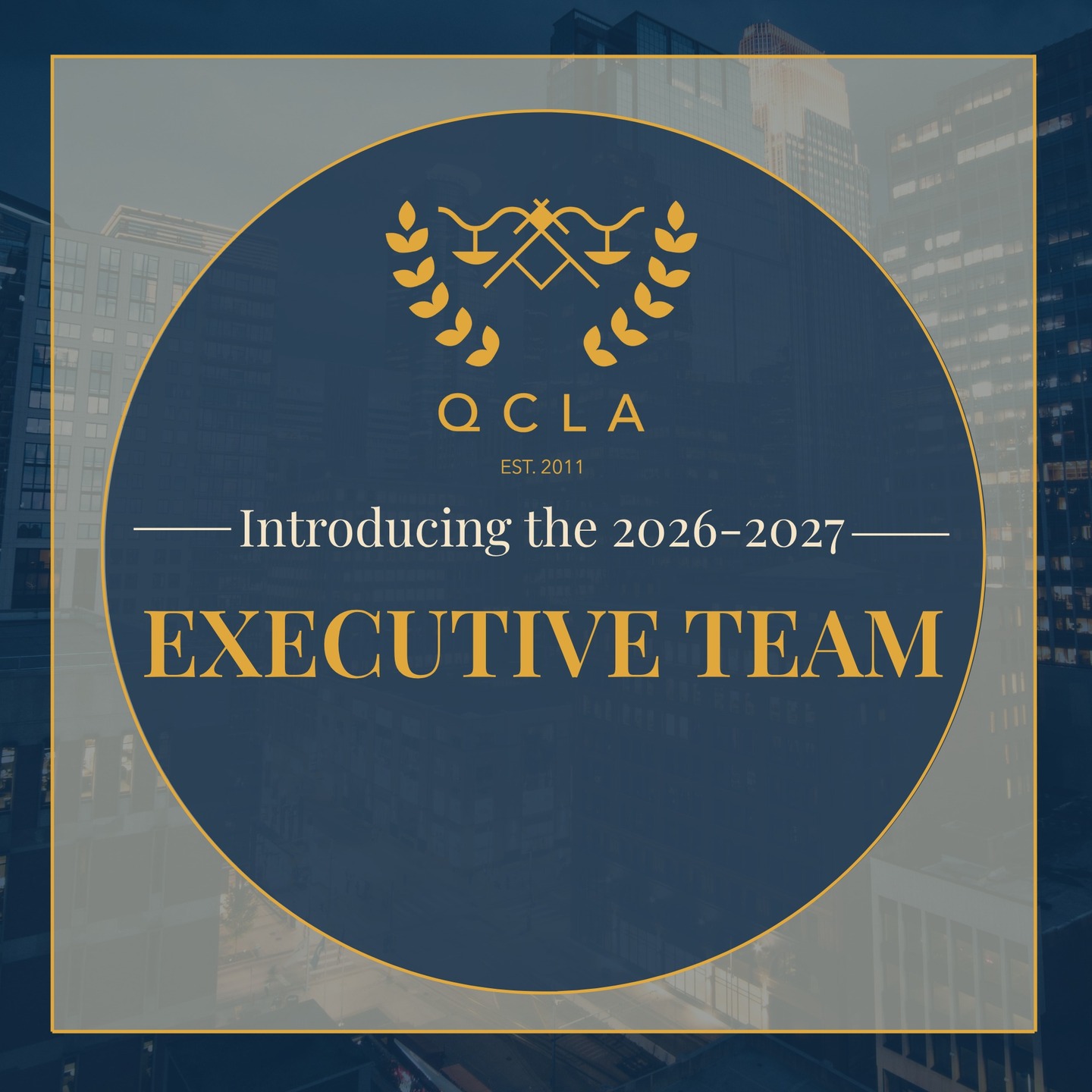 2026-27 QCLA Executive Team Reveal ⚖️
We’re excited to introduce this year’s executive team! We can’t wait to get started and bring you an amazing year of events, opportunities, and community 🩵💛
