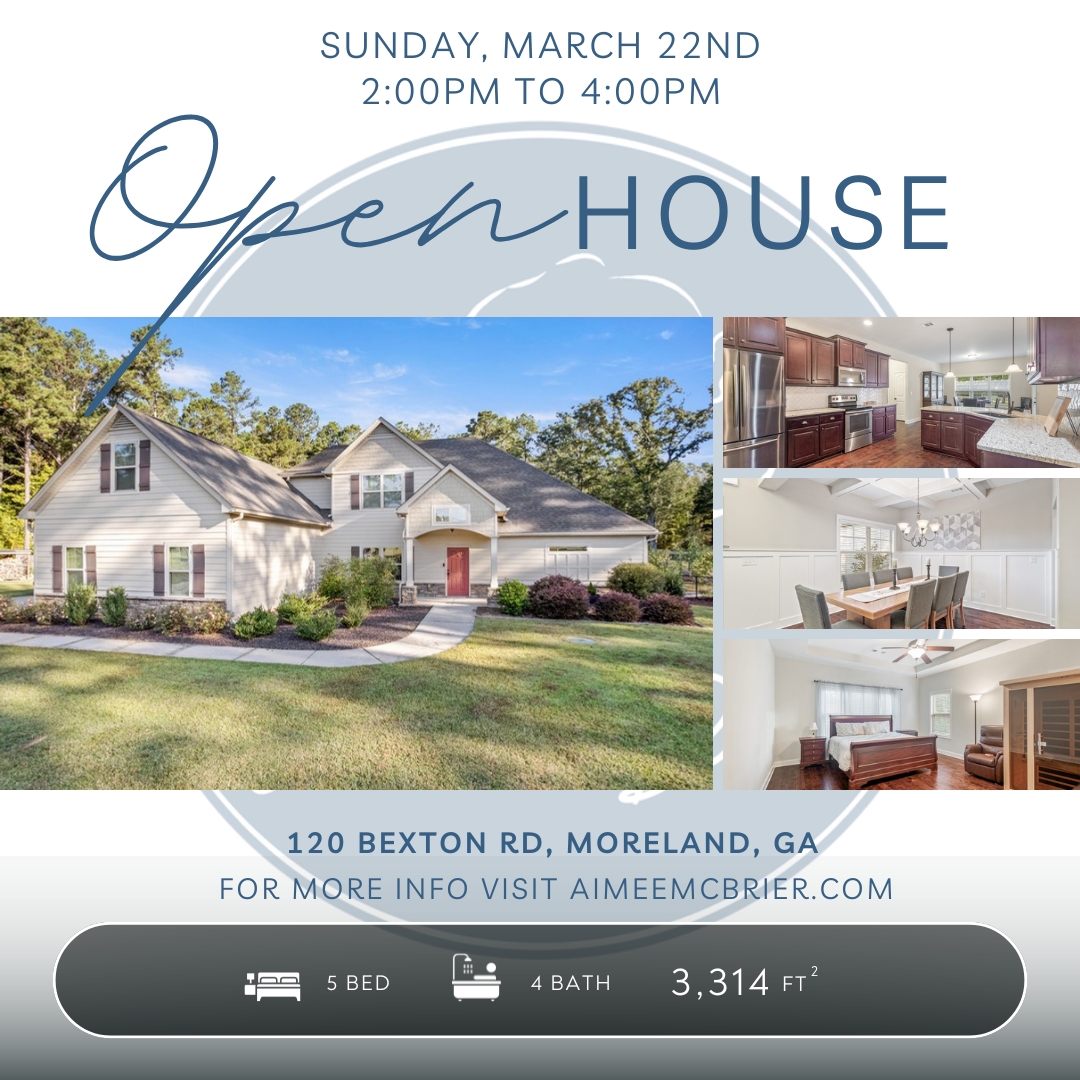 🌸 Spring Into Your Dream Home This Weekend! 🌸
Spring is officially in bloom—and so is the housing market! With warm temperatures in the air and some hot deals hitting the market, this weekend is the perfect time to get out, explore, and fall in love with your next home.
☀️ OPEN HOUSE – SUNDAY, MARCH 22ND ☀️
🏠 120 Bexton Rd | Moreland, GA
🛌 5 Bedrooms | 🛀 3.5 Bathrooms | 📐 3,314 Sq Ft
💰 $665,000
Welcome home to your private country estate retreat in Moreland! From the moment you pull into the driveway, you’ll feel the charm and space this beautiful property offers.
Inside, enjoy a bright and inviting foyer that opens to a formal dining room, a spacious family room with a cozy wood stove insert, and a gourmet-style kitchen with abundant cabinetry and storage. Every room in this home is oversized—giving everyone space to spread out and feel at home.
The owner’s suite is tucked away for privacy and features a large ensuite bath and generous walk-in closet. The main level also includes spacious guest bedrooms, while upstairs offers an additional bedroom, full bath, and a versatile bonus room—perfect for a home office, playroom, or flex space.
Step outside and experience the true WOW factor! The covered porch is wired for a TV—ideal for relaxing or entertaining under the stars. The fully fenced backyard includes a beautiful orchard and an impressive 20’x48’ greenhouse with heat and rainwater storage.
Additional features include two storage buildings (one with electricity and loft space) and a gravel drive with turnaround—perfect for RV or equipment storage. Best of all, this home is priced below its recent appraisal value of $679,000, making it an incredible opportunity!
🌼 Make Your Move This Spring!
With blooming landscapes, warm sunshine, and incredible homes hitting the market, there’s no better time to find your perfect place.
✨ Hot homes. Warm days. Fresh starts. ✨
📩 Reach out for more details or a private showing—we’d love to see you this weekend!