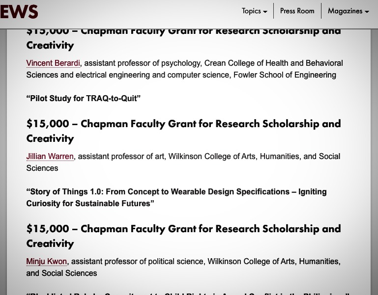 Excited to be awarded a Chapman Faculty Grant for Research Scholarship and Creativity (FGRSC) to kickstart research exploring intersections of sustainability design and technology with youth. Partnered with Dr. Alissa Antle and Sadhbh Kenny in the @teci_lab
Grateful to @chapmanu for their support of this work.