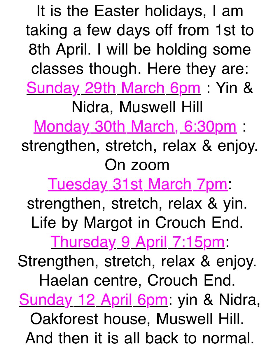 I am taking a few days off, from 1st to 8th April. No classes and hopefully very little social media! Mainly enjoying the south west of France, my son, my mum, my sister, … you get the idea. Real connections. Real people. Although to be honest, I am quite old school so there are many connections in my life, in my work, even when online. I speak to the people attending, I ask them how they are. I take an interest in their lives, their state of mind, their health. Because otherwise what is the point of teaching yoga, if there is no one in front of you? Teaching yoga is not just about making a living, it is also about all the human connections we make. #yogan8 #yogan10 #yinyogamuswellhill #yogacrouchend #yogatoagehealthily