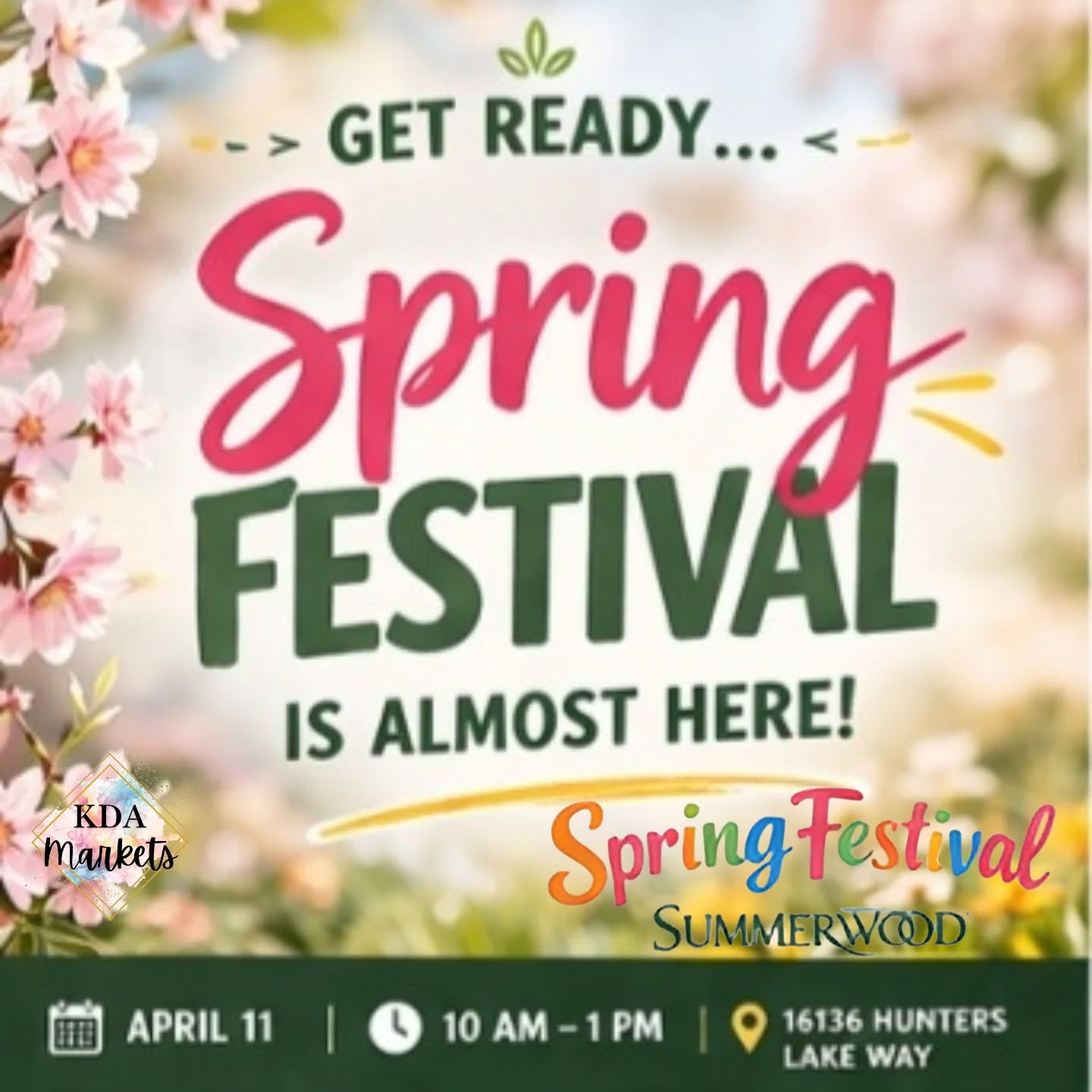 𝙎𝙪𝙢𝙢𝙚𝙧𝙬𝙤𝙤𝙙 𝙎𝙥𝙧𝙞𝙣𝙜 𝙁𝙚𝙨𝙩𝙞𝙫𝙖𝙡 𝙞𝙨 𝘼𝙡𝙢𝙤𝙨𝙩 𝙃𝙚𝙧𝙚!
Spring is in the air and we’re getting ready for something special 🌷✨
Join us for a day full of laughter, connection, and community at the Spring Festival in Summerwood!
🎉 Family fun
🎶 Music & good vibes
🍴 Amazing food vendors
🐐 Petting zoo & more!
📅 April 11 | ⏰ 10 AM – 1 PM
📍 16136 Hunters Lake Way
@summerwoodhoalifestyle
Mark your calendars and we'll see ya there!!!
𝐈𝐧𝐭𝐞𝐫𝐞𝐬𝐭𝐞𝐝 𝐢𝐧 𝐛𝐞𝐜𝐨𝐧𝐢𝐧𝐠 𝐚𝐧 𝐞𝐱𝐡𝐢𝐛𝐢𝐭𝐨𝐫?
𝐒𝐢𝐠𝐧 𝐮𝐩 𝐚𝐭: www.kdamarkets.com
#Summerwoodtx #houstonevents #kdamarkets #atascocitatx #thingstodoinlakehoustontx